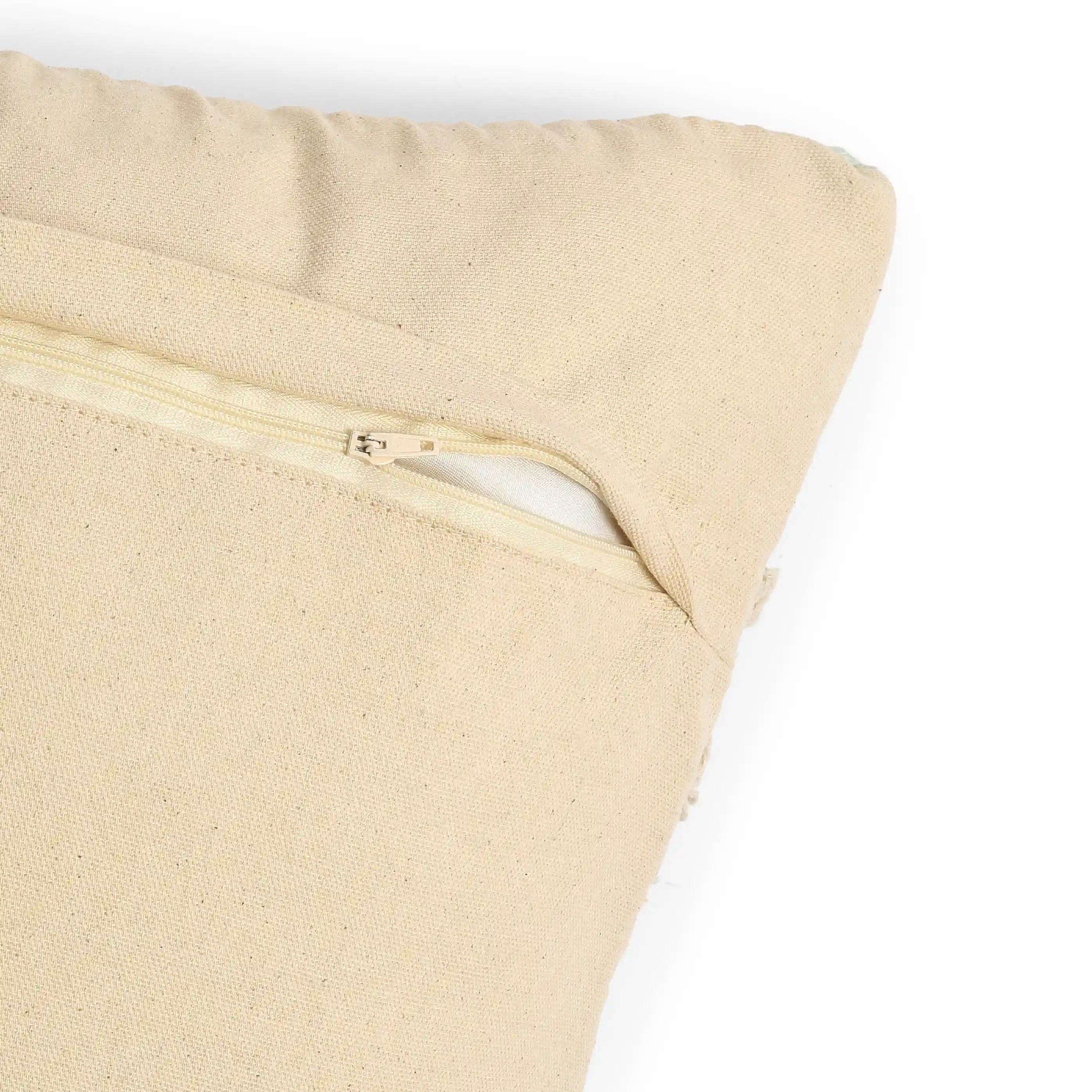 Vissencia 100% Cotton Woven Cushion Cover | Earthy Hues Ice Grey / Cushion Cover (41cm x 41cm)