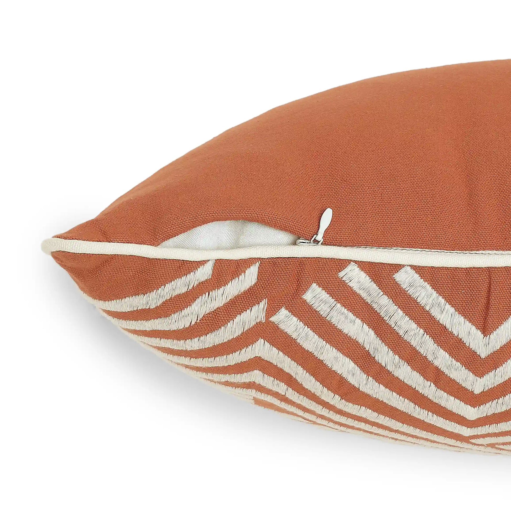 Espricia Embroidered Cushion Cover | Tile & Thread Burnt Orange / Cushion Cover (41cm x 66cm)