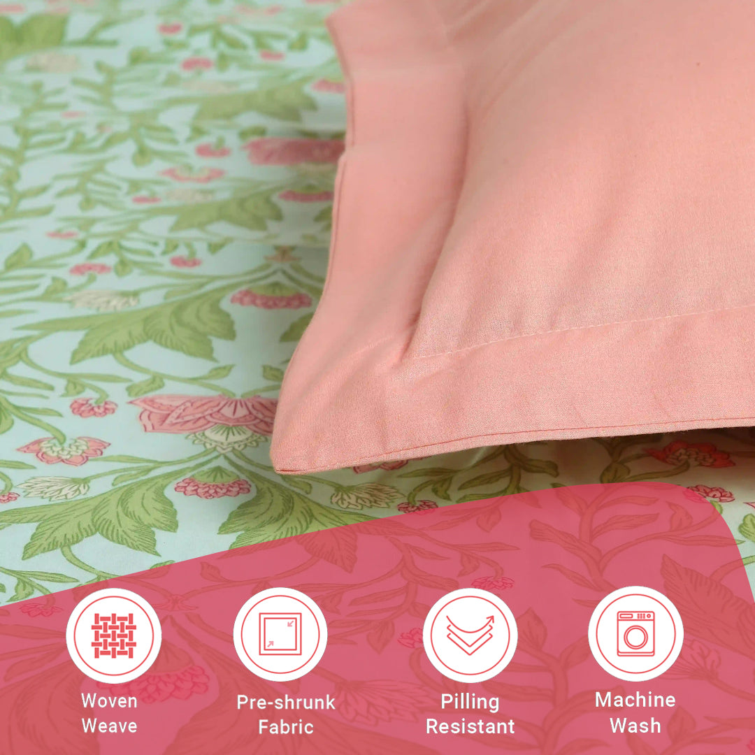 Chippa Lane | Contemporary Indian Print Design Cotton Bedsheet Set-Sage Mint