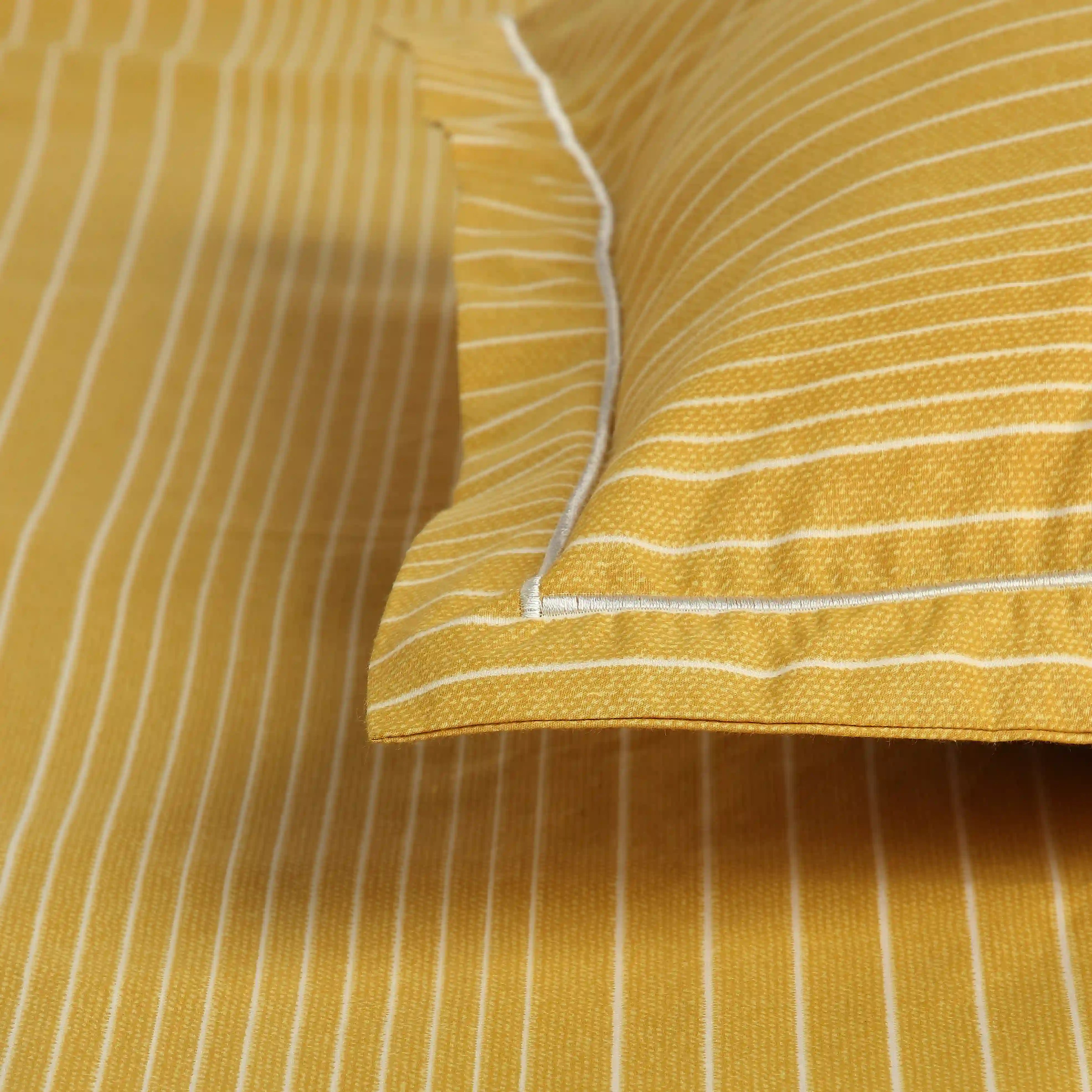 Threadscapes Printed Bedsheet Set-Mustard Mustard / Double