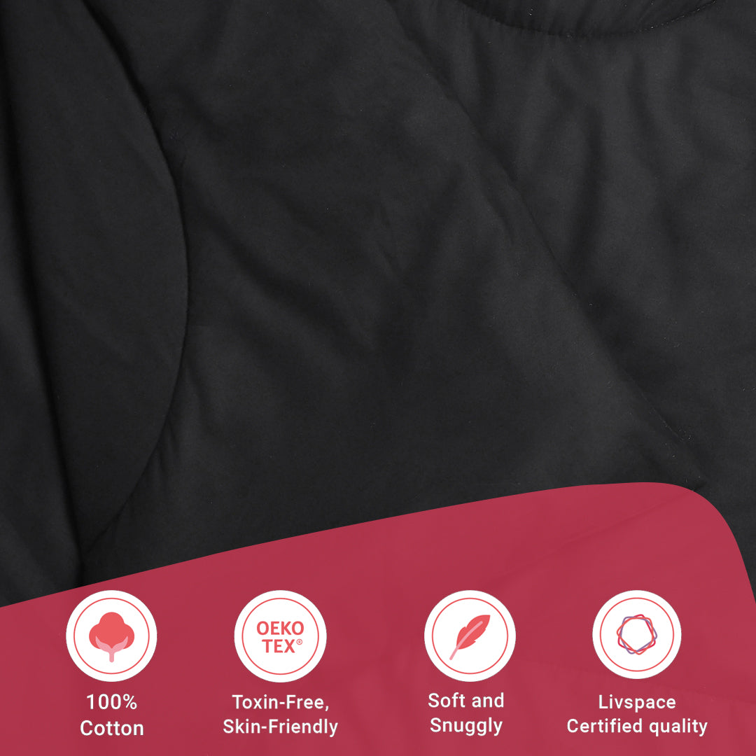 Paleto | Everyday Hues Cotton Solid Dyed 240GSM Comforter for Extra Warmth-Black