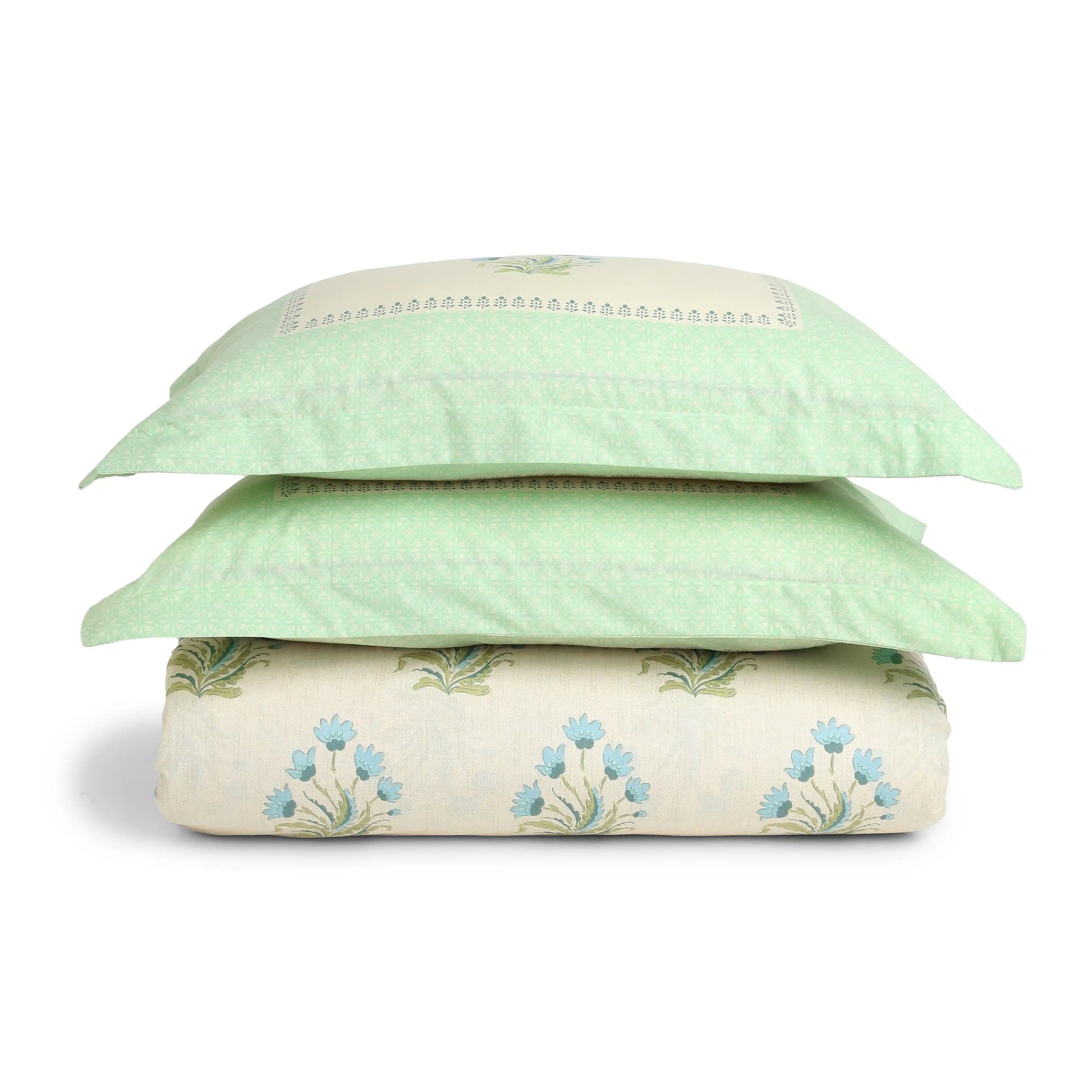 Chippa Lane | Contemporary Indian Print Design Cotton Fitted Sheet Set-Indian Sage Indian Sage / King