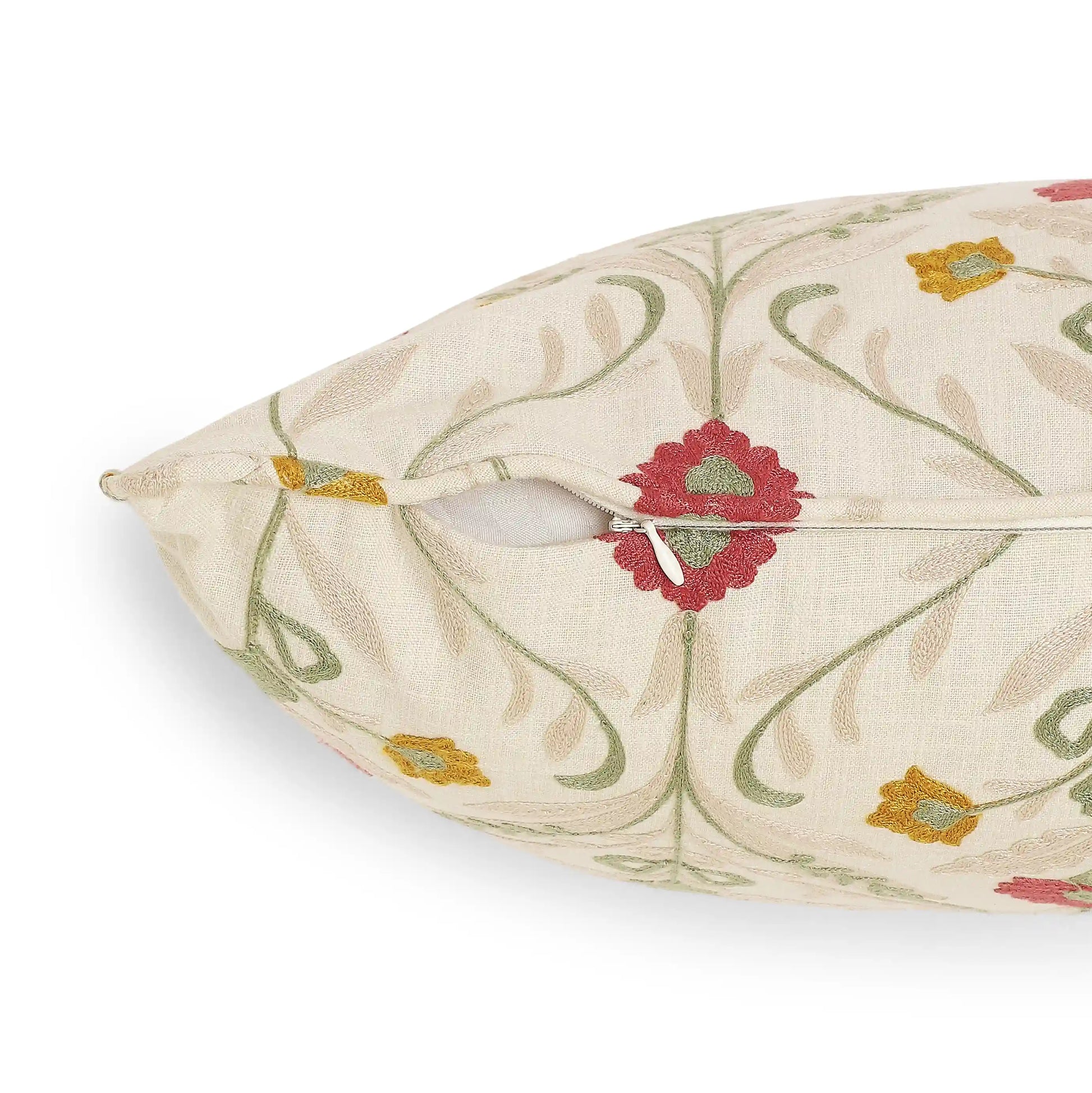 Espricia Embroidered Cushion Cover | Saanjh Merlot / Cushion Cover (41cm x 66cm)