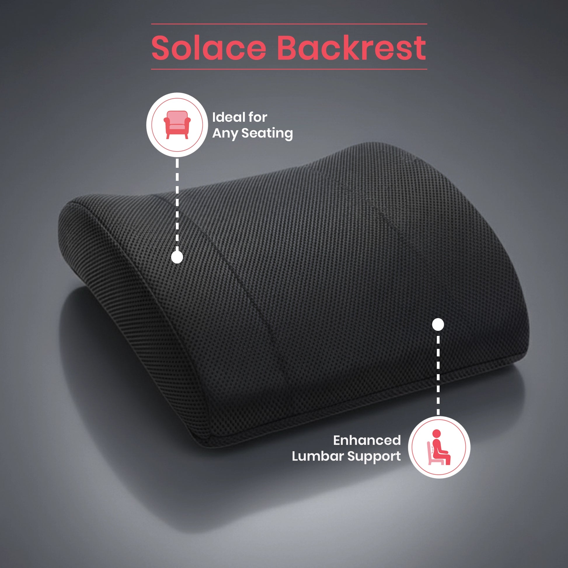 Solace | Memory Foam Backrest Pillow Black