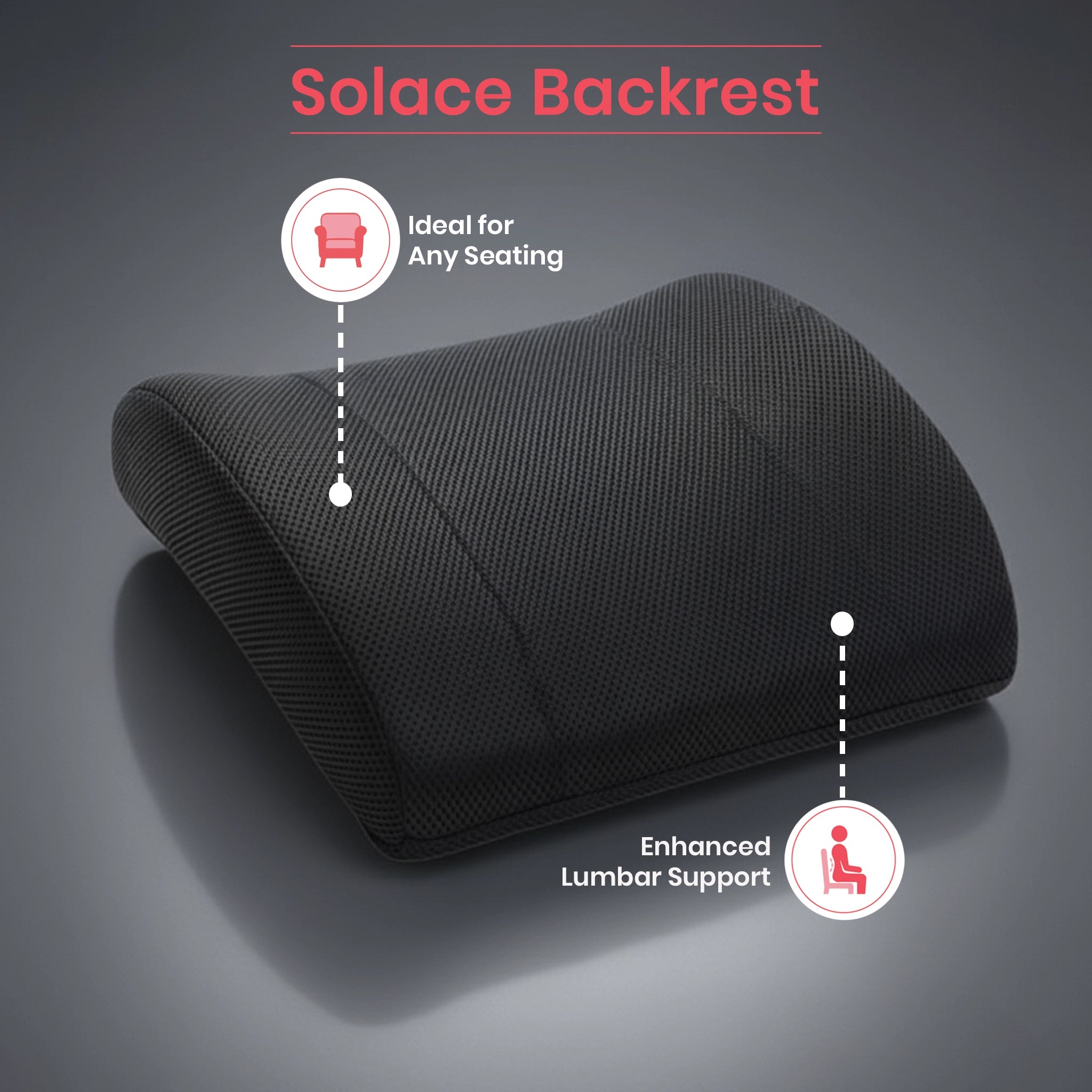 Solace | Memory Foam Backrest Pillow Black