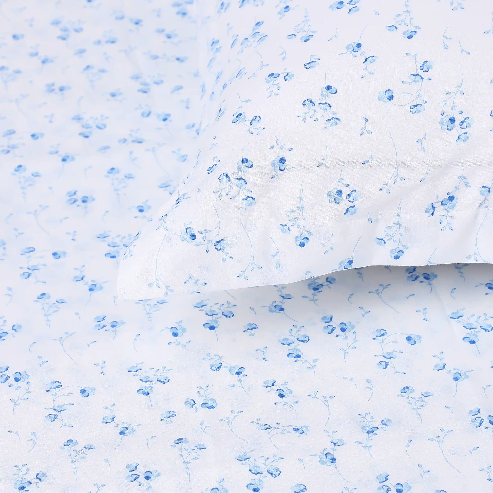 Bloomshire Classic | Everyday Charm Printed Cotton Bedsheet Set-Ocean Blue Ocean Blue / Single