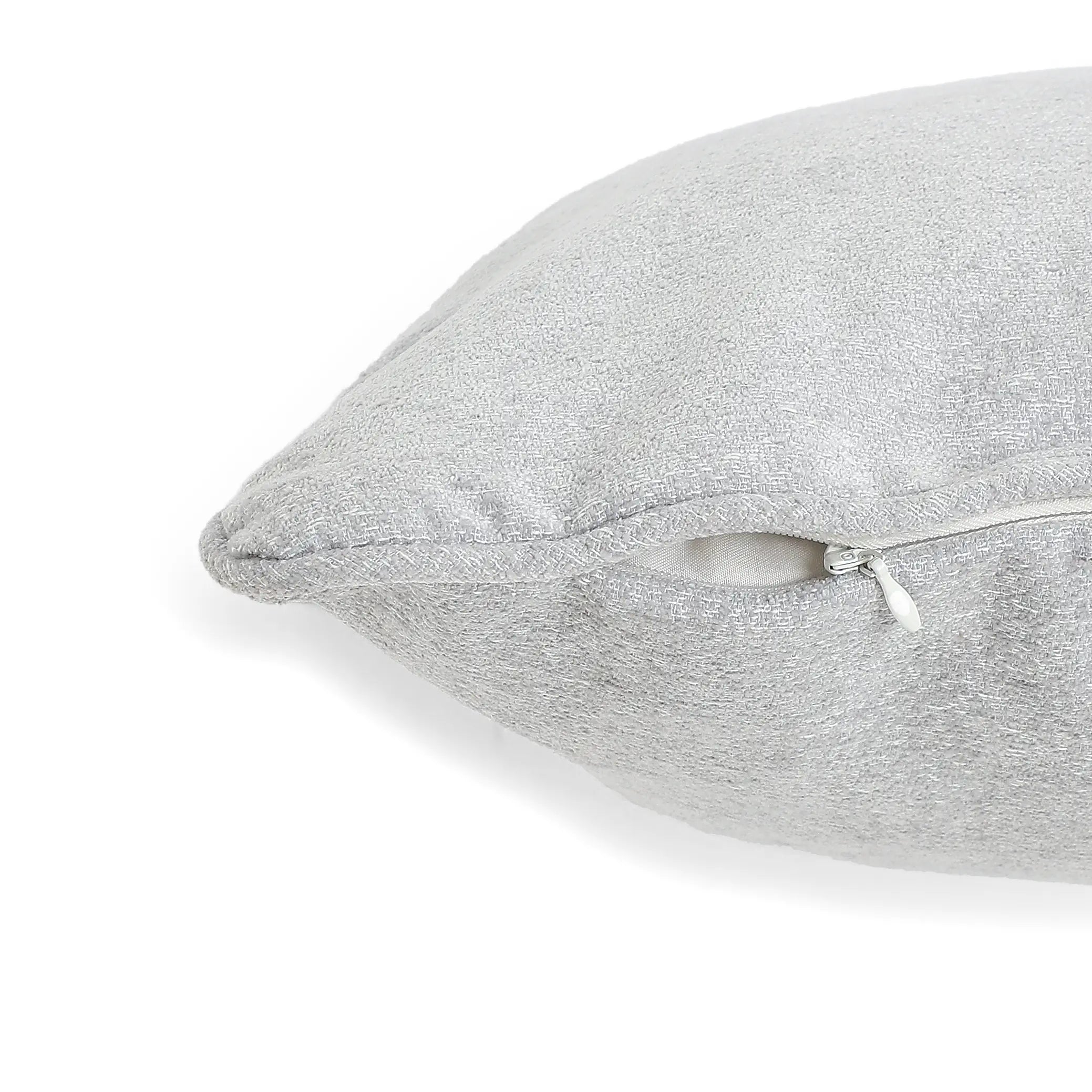 Vissencia Solid Cushion Cover | Textured Crush Silver Ash / Cushion Cover (51cm x 51cm)