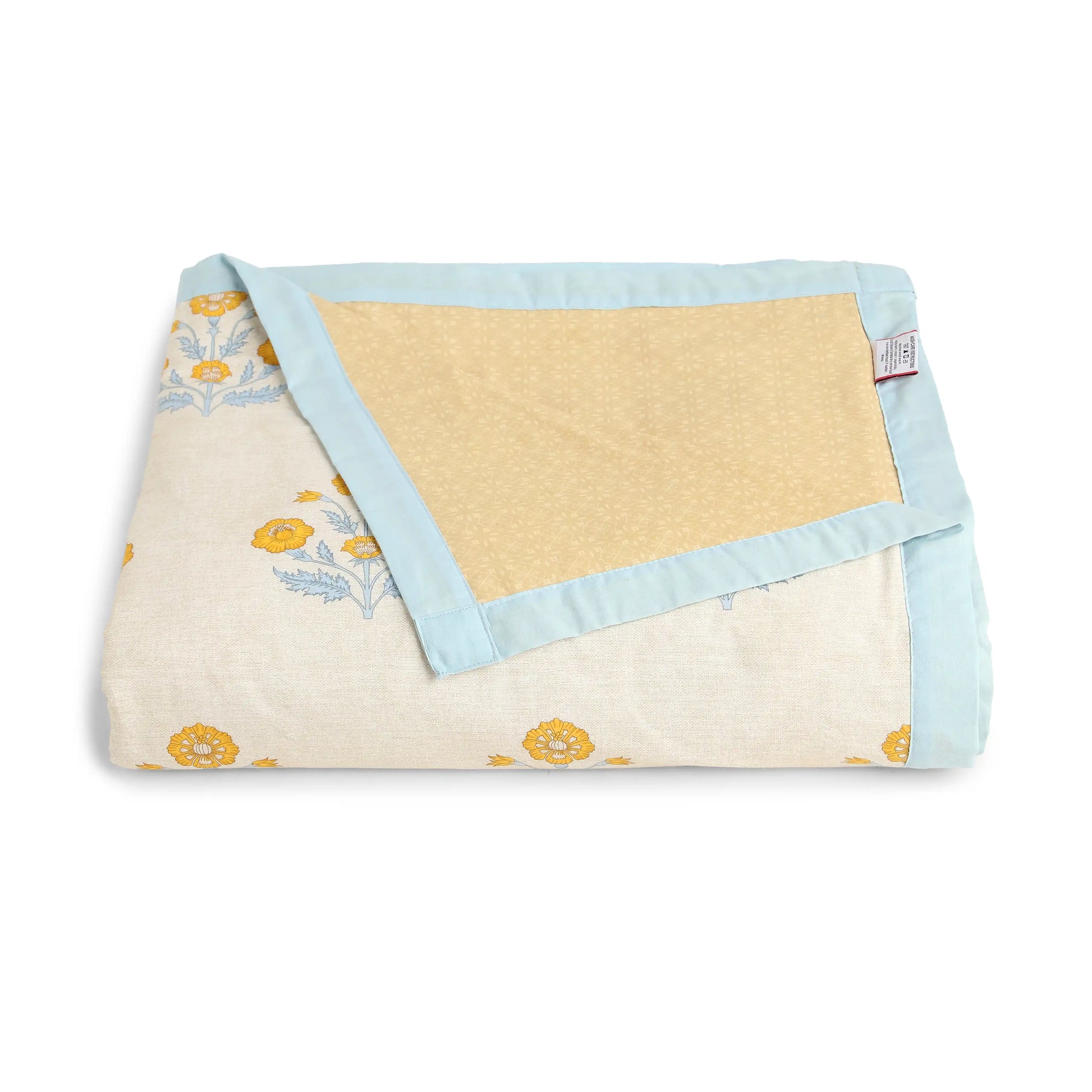 Chippa Lane | Contemporary Indian Print Design Coordinated Bedding Set | Set of Bedsheet & Dohar-Ochre Ochre / Double