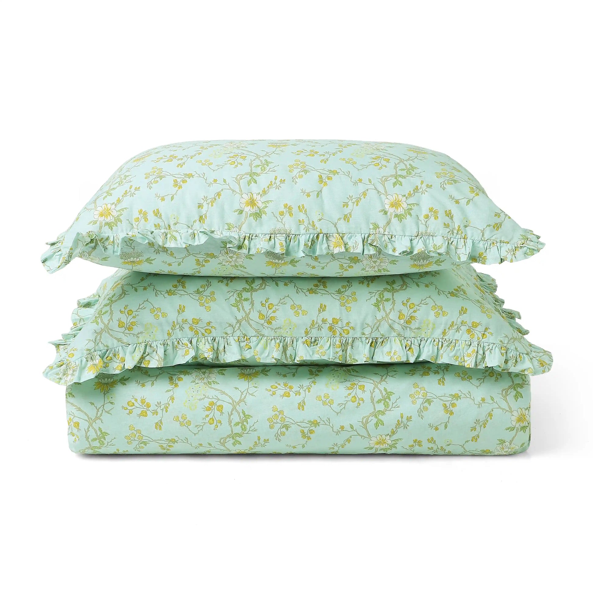 Bloomshire Luxe Printed Fitted Sheet Set-Light Blue Light Blue / King