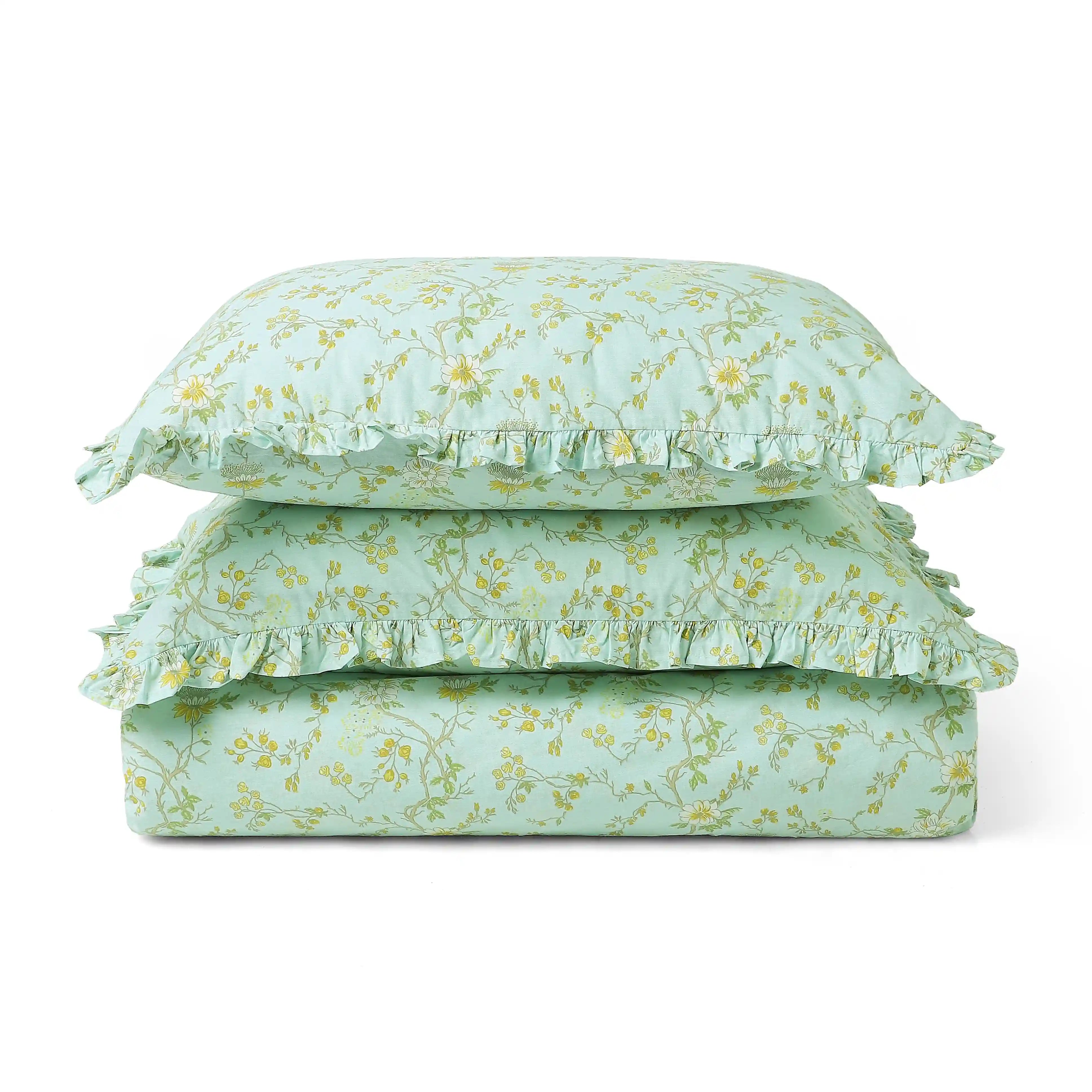 Bloomshire Luxe Printed Fitted Sheet Set-Light Blue Light Blue / King