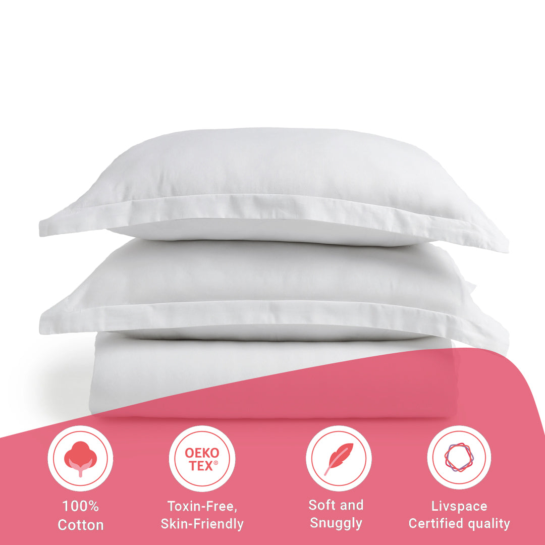 Paleto | Everyday Hues Solid Dyed Cotton Fitted Sheet Set-White