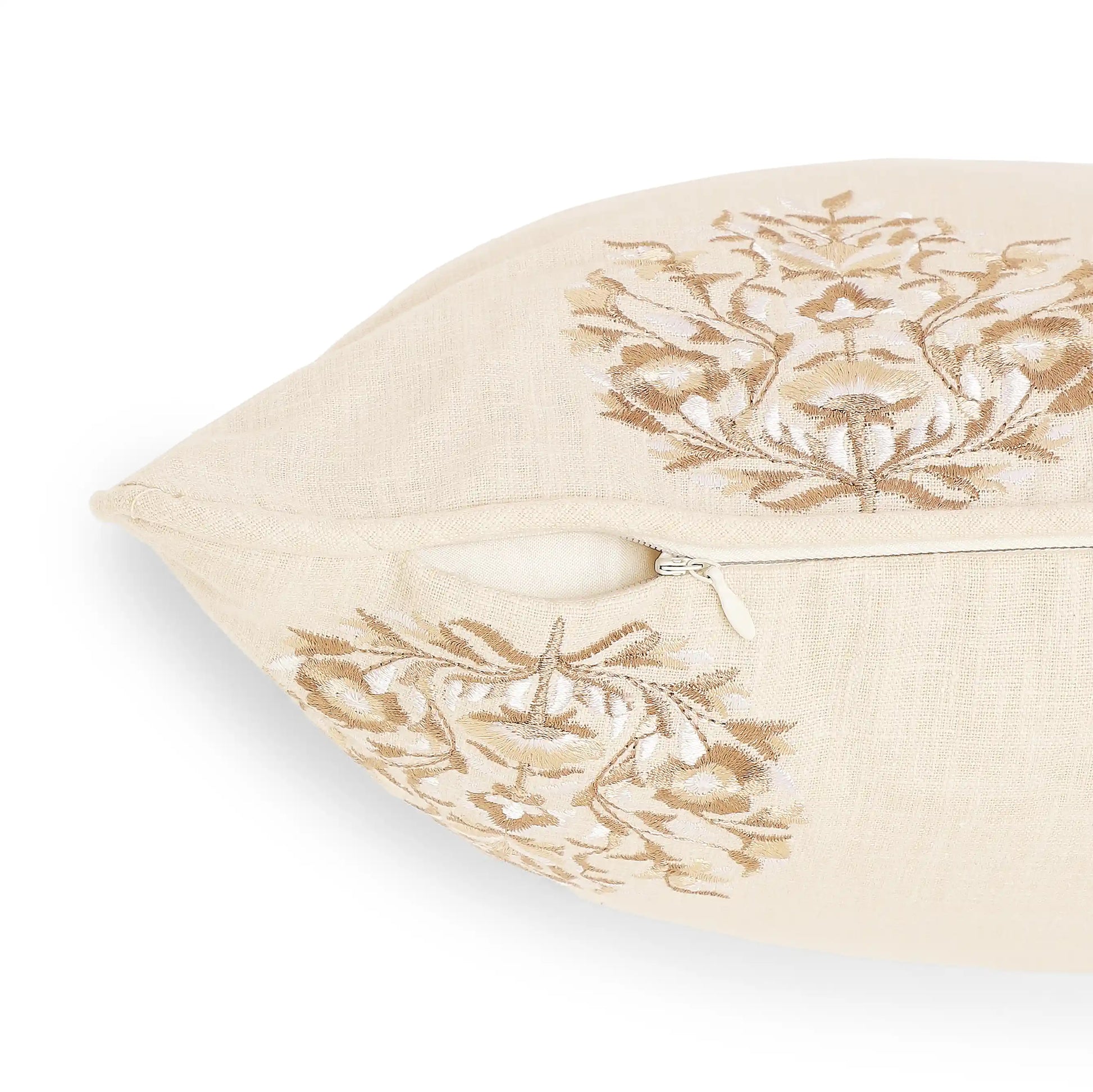 Espricia Embroidered Cushion Cover | Bagh Bahaar Wheat Whisper / Cushion Cover (41cm x 41cm)