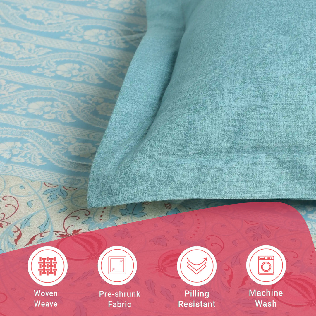 Chippa Lane | Contemporary Indian Print Design Cotton Bedsheet Set-Light Blue