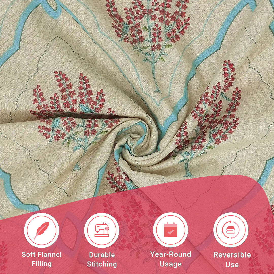 Chippa Lane | Contemporary Indian Print Design Reversible Dohar with Super Soft Flannel Layering-Sage Bloom