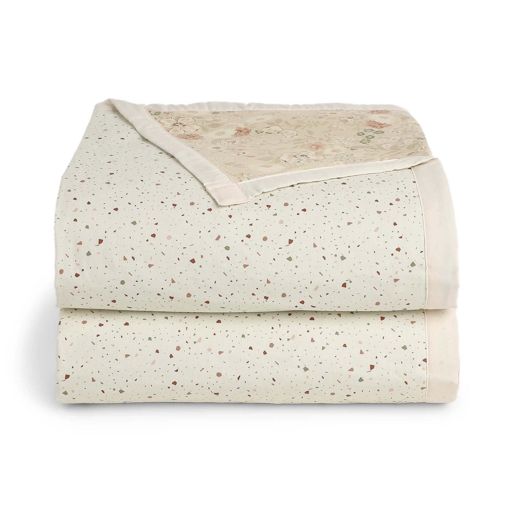 Mishella Printed Cream Bedding Set-2 (Dbl Bedsheet + 2 Sgl Dohar) Cream / Double