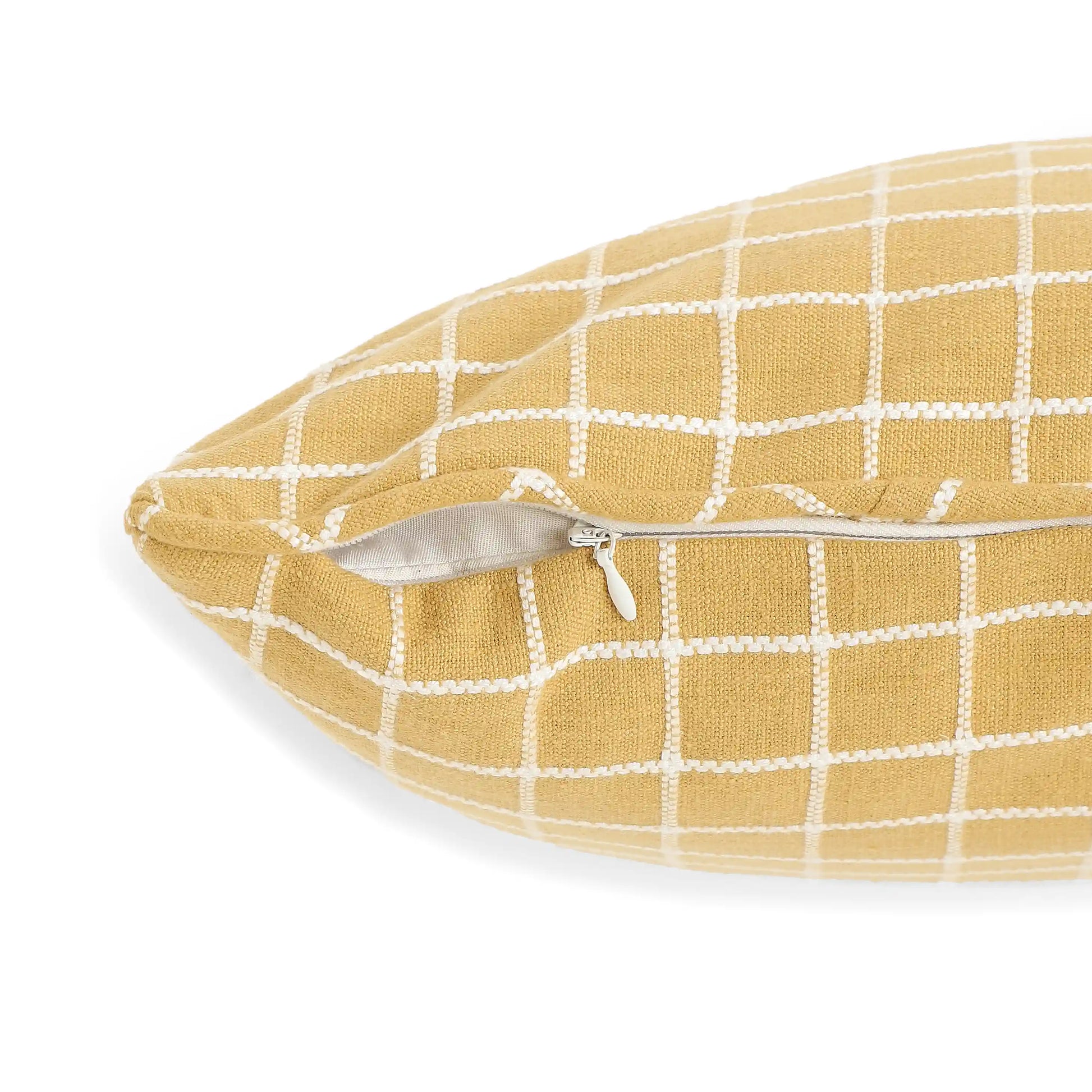 Vissencia Woven Cushion Cover | Playful Grid Warm Amber / Cushion Cover (51cm x 51cm)