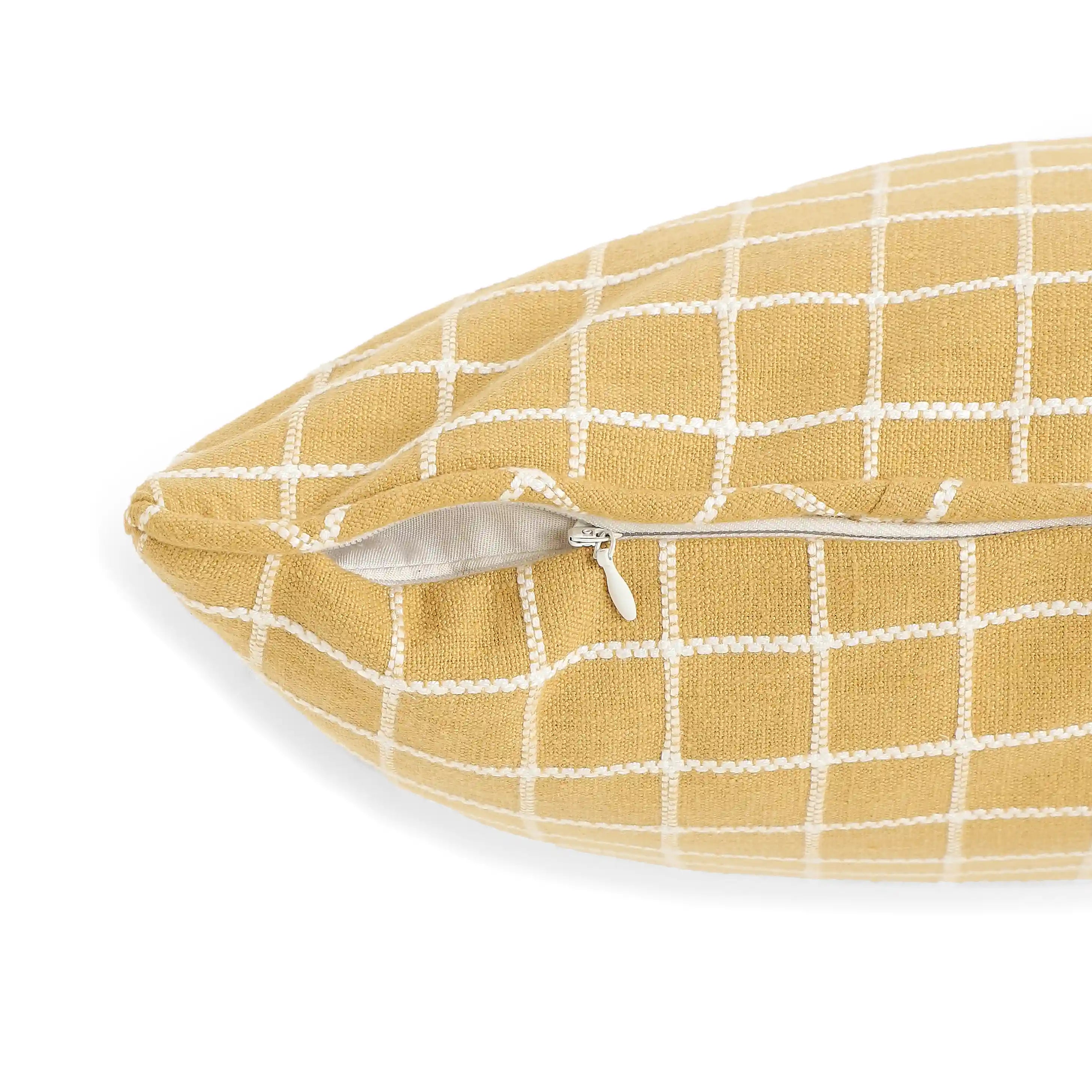 Vissencia Woven Cushion Cover | Playful Grid Warm Amber / Cushion Cover (51cm x 51cm)