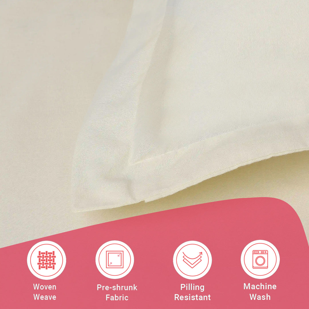 Paleto | Everyday Hues Solid Dyed Cotton Bedsheet Set-Ivory