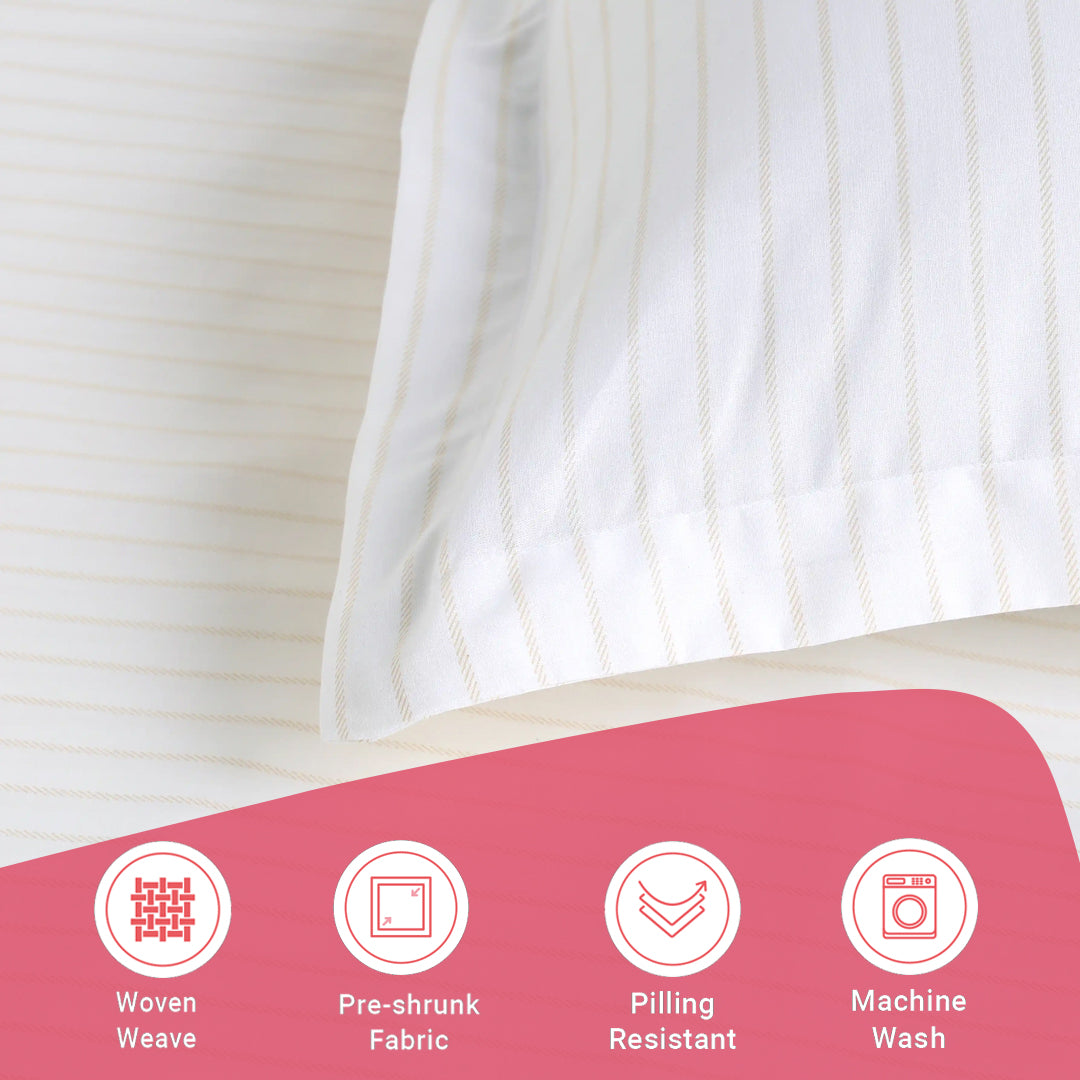 Bloomshire Classic | Everyday Charm Printed Cotton Bedsheet Set-Beige