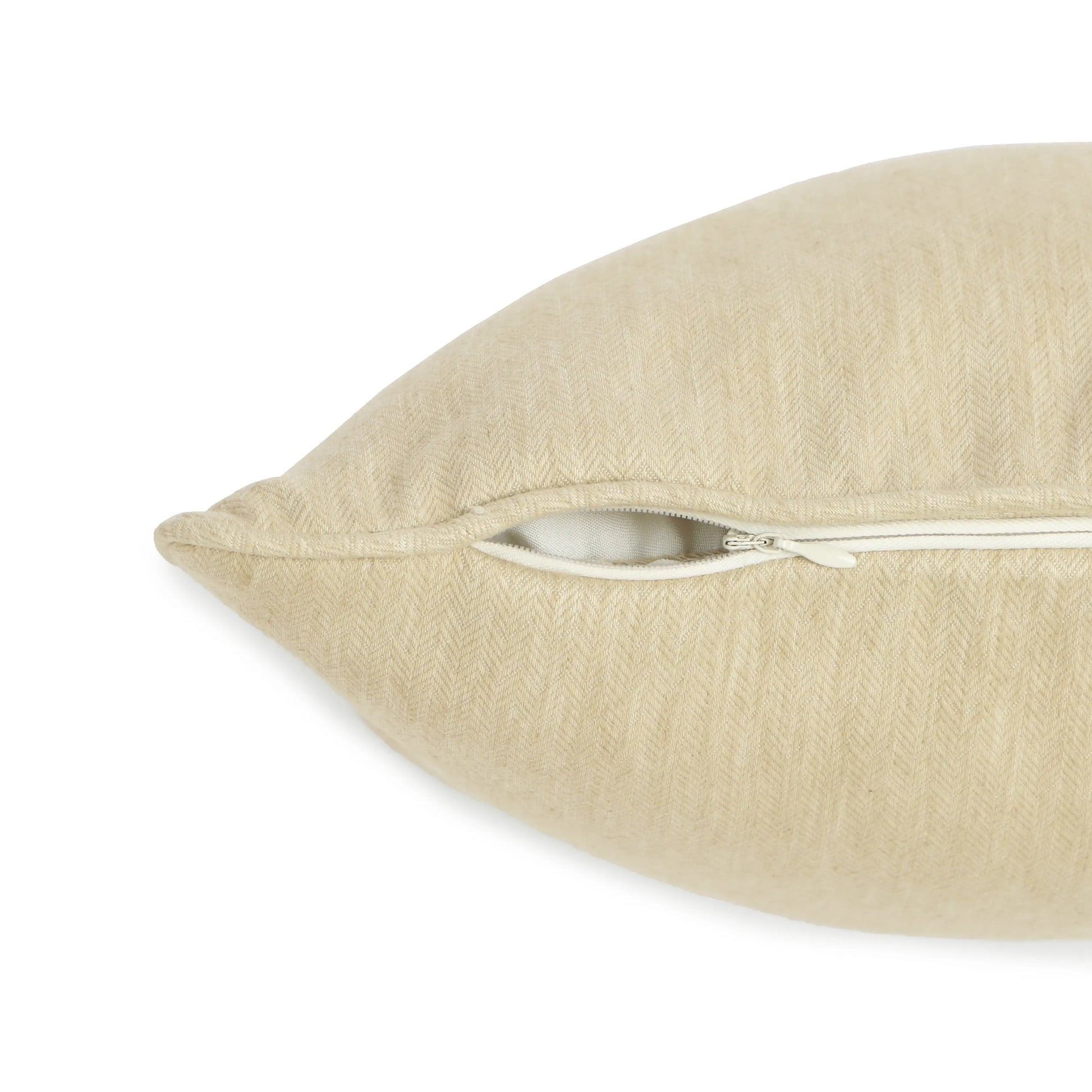 Vissencia Solid Cushion Cover | Textured Weaves Almond Whisper / Cushion Cover (41cm x 41cm)