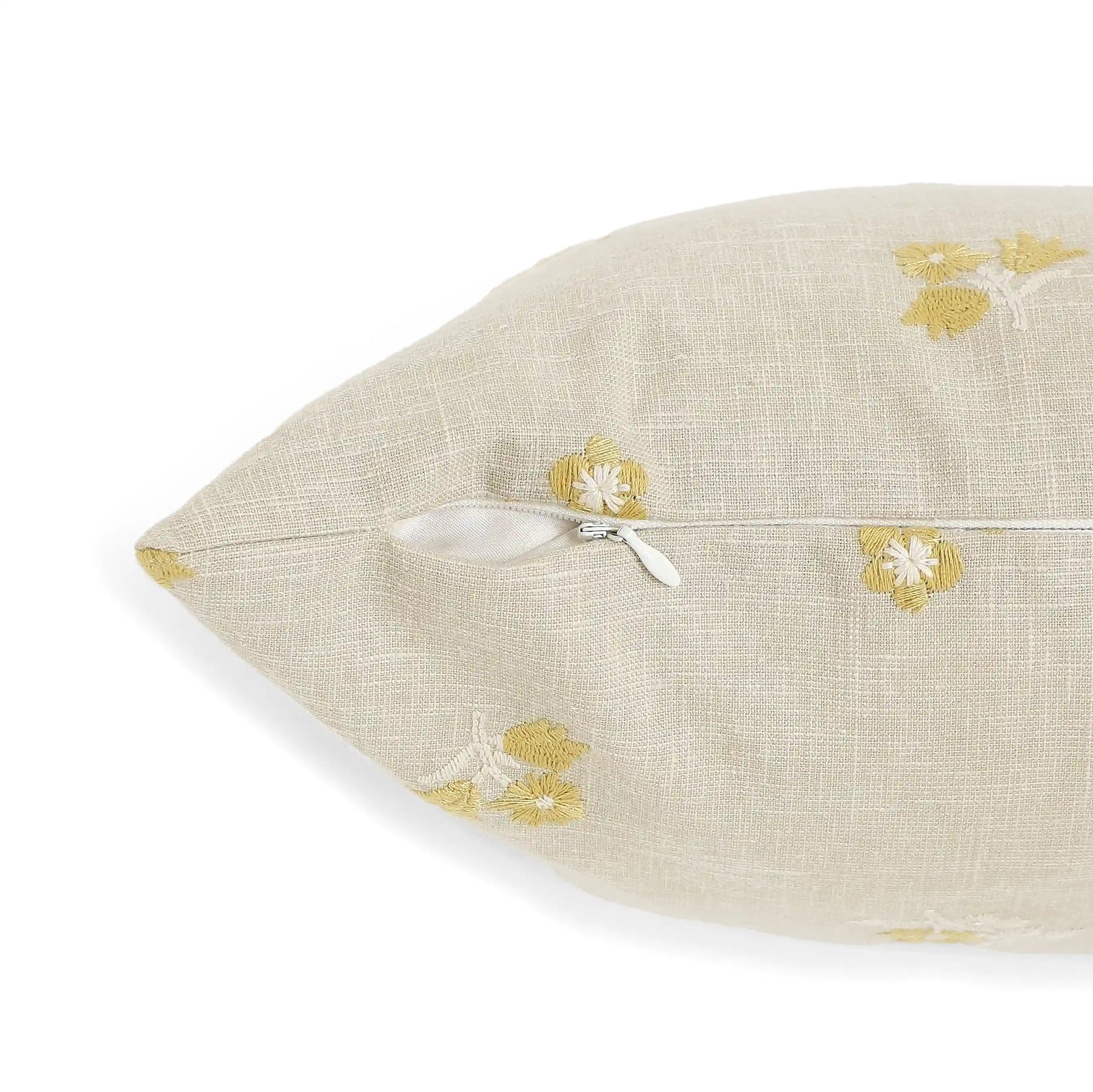 Vissencia Embroidered Cushion Cover | Threaded Petals Honey / Cushion Cover (51cm x 51cm)