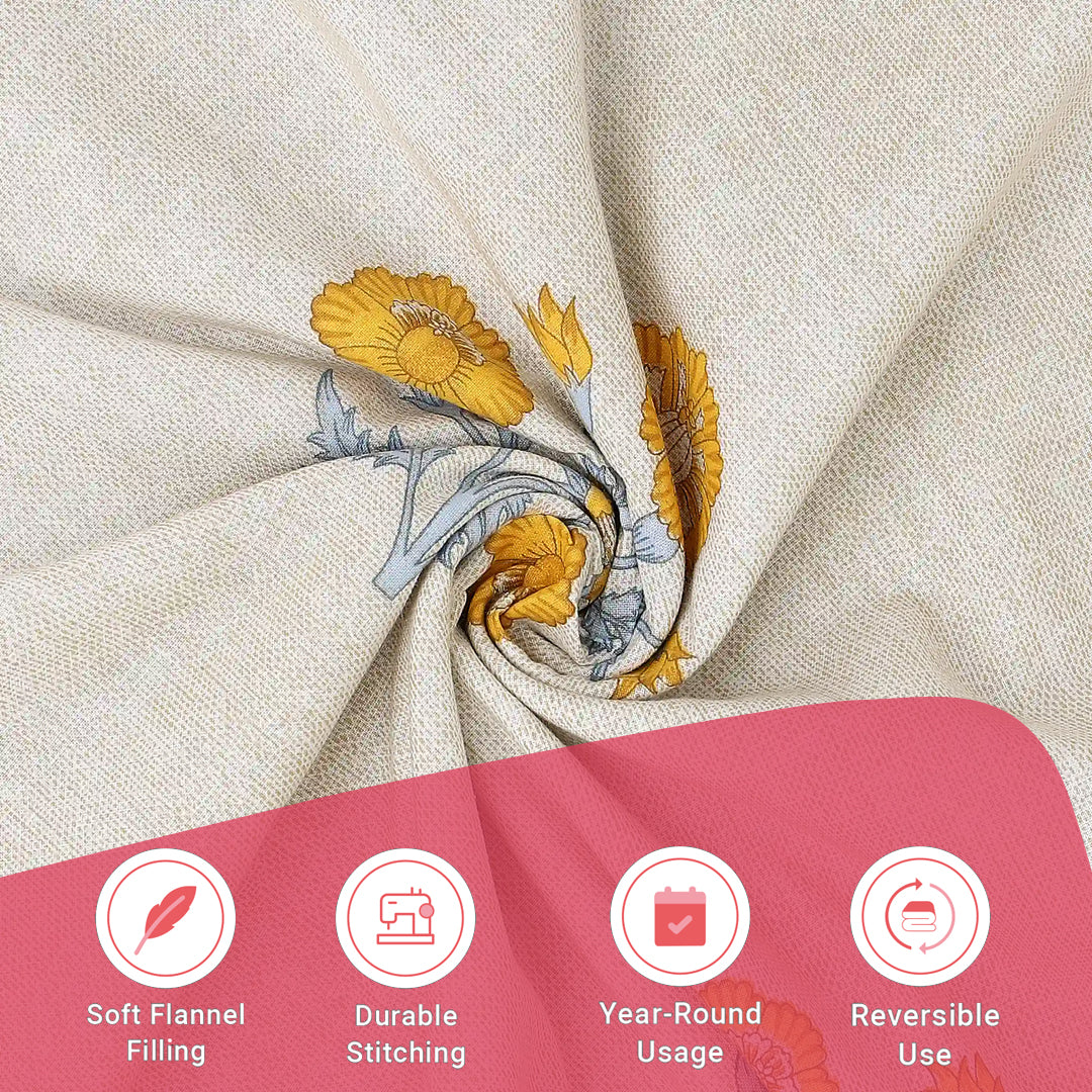 Chippa Lane | Contemporary Indian Print Design Reversible Dohar with Super Soft Flannel Layering-Ochre