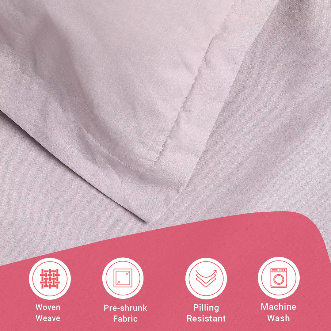 Paleto | Everyday Hues Solid Dyed Cotton Bedsheet Set-Grey Lavender
