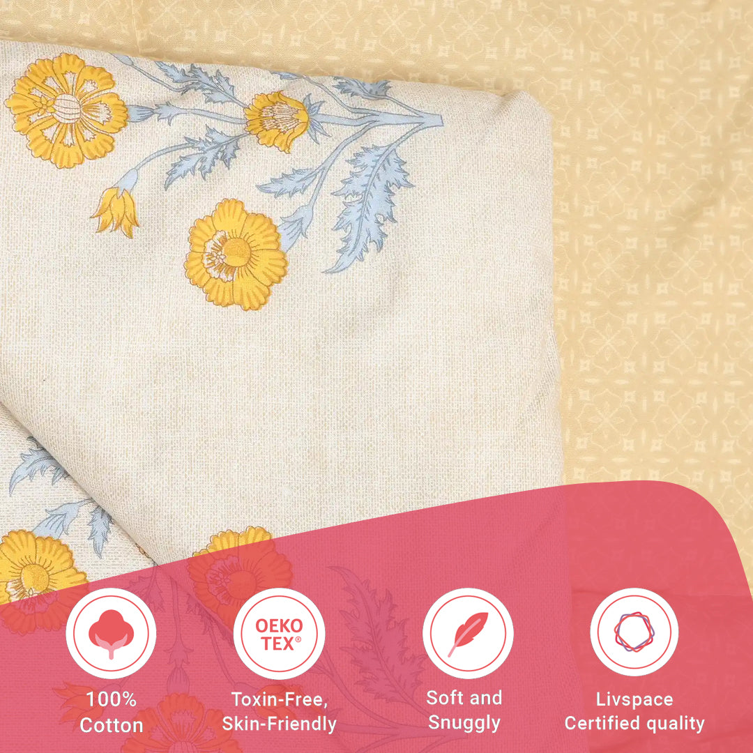 Chippa Lane | Contemporary Indian Print Design 240GSM Reversible Comforter for Extra Warmth-Ochre