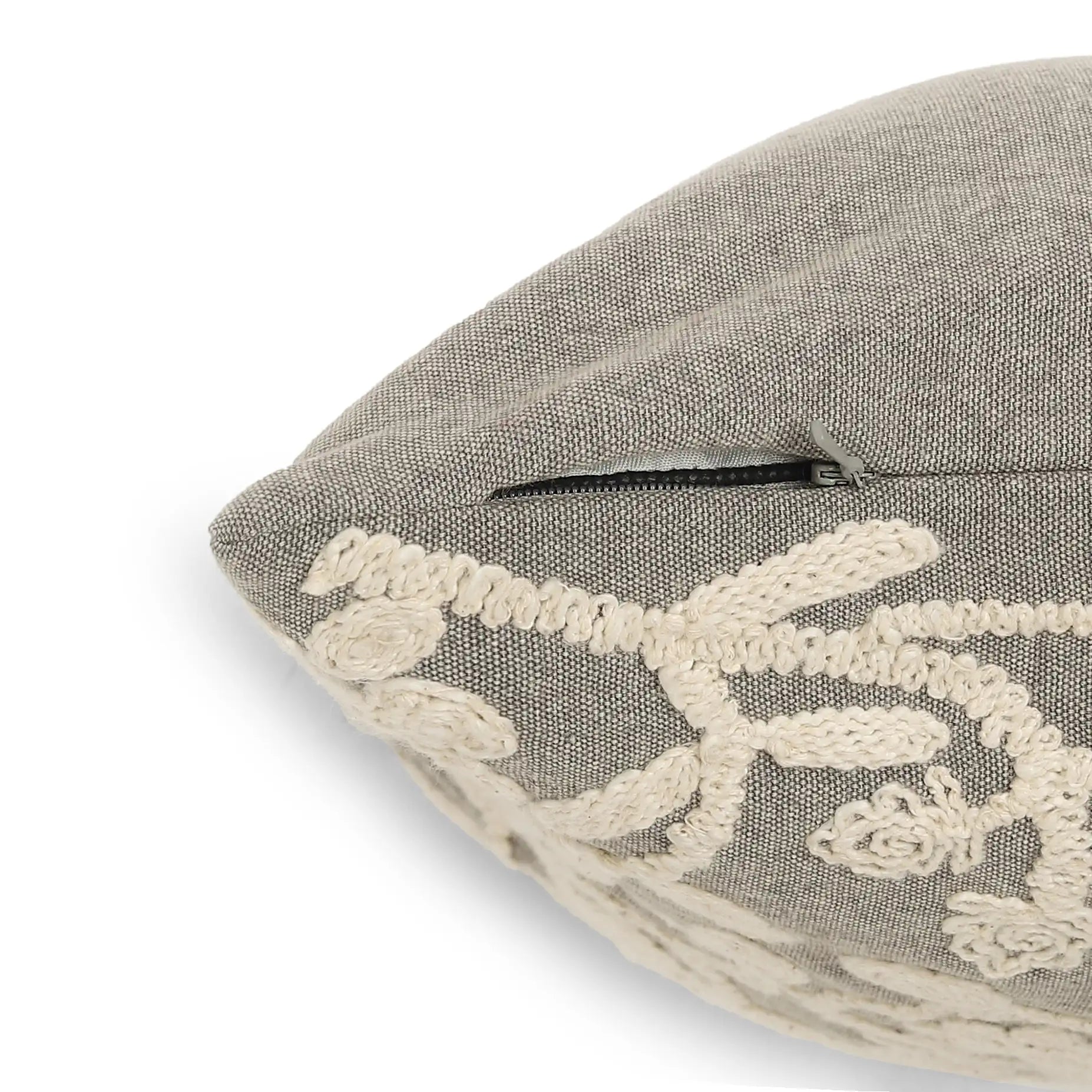Espricia Embroidered Cushion Cover | Banjara Bloom Timeless Taupe / Cushion Cover (41cm x 41cm)