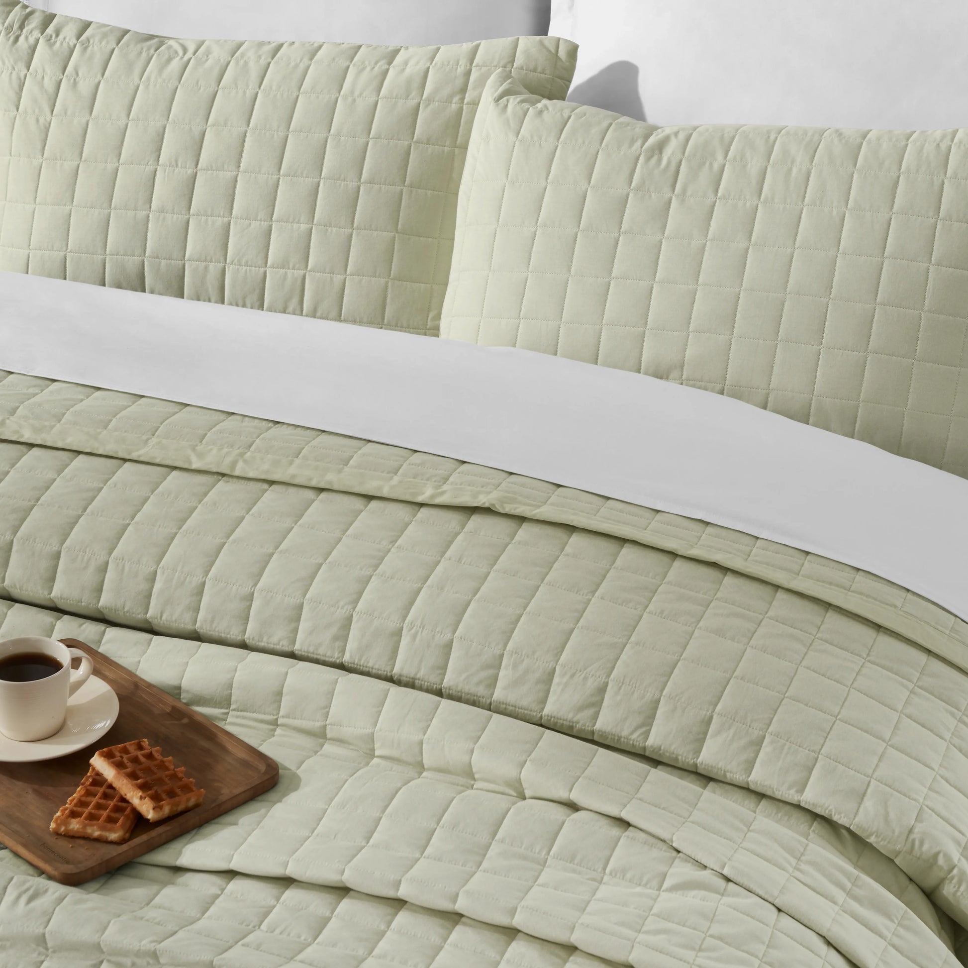 Nuvola | Luxurious Solid Dyed Box Quilted Cotton Bedcover Set Linen