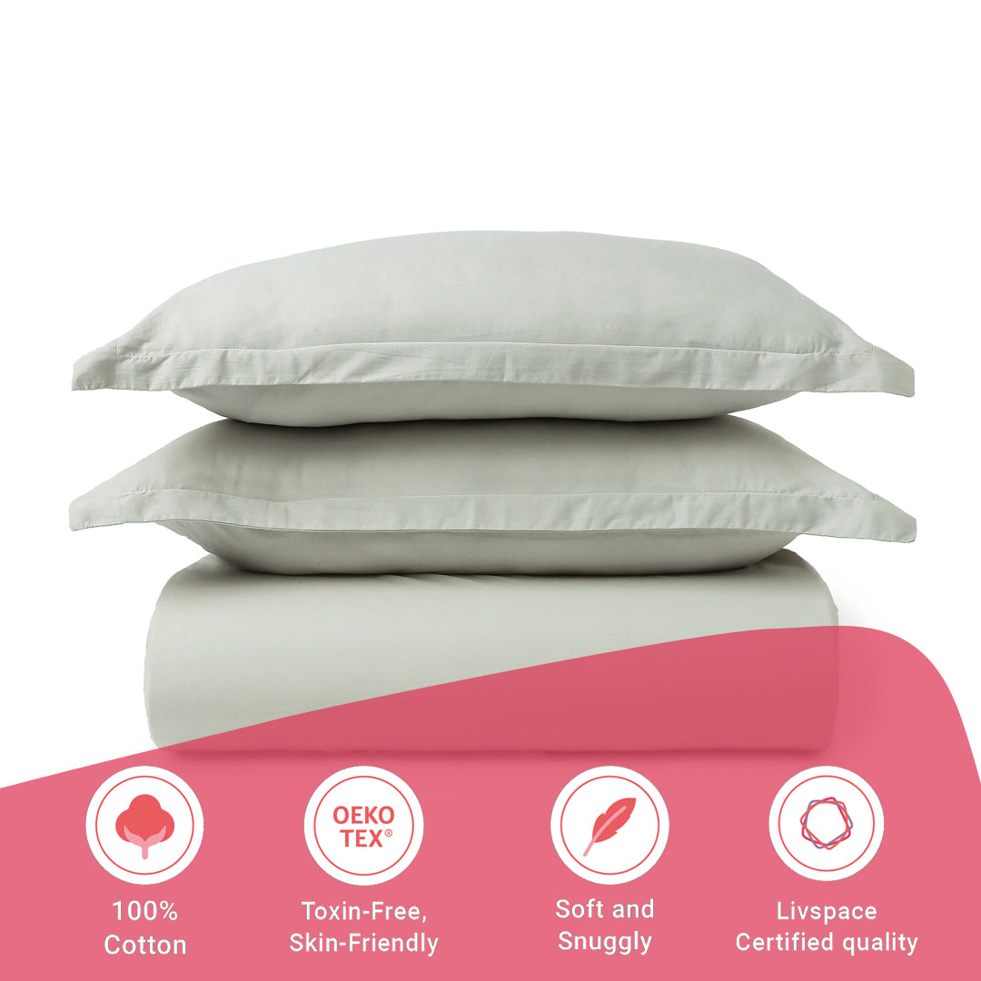 Paleto | Everyday Hues Solid Dyed Cotton Fitted Sheet Set-Silver