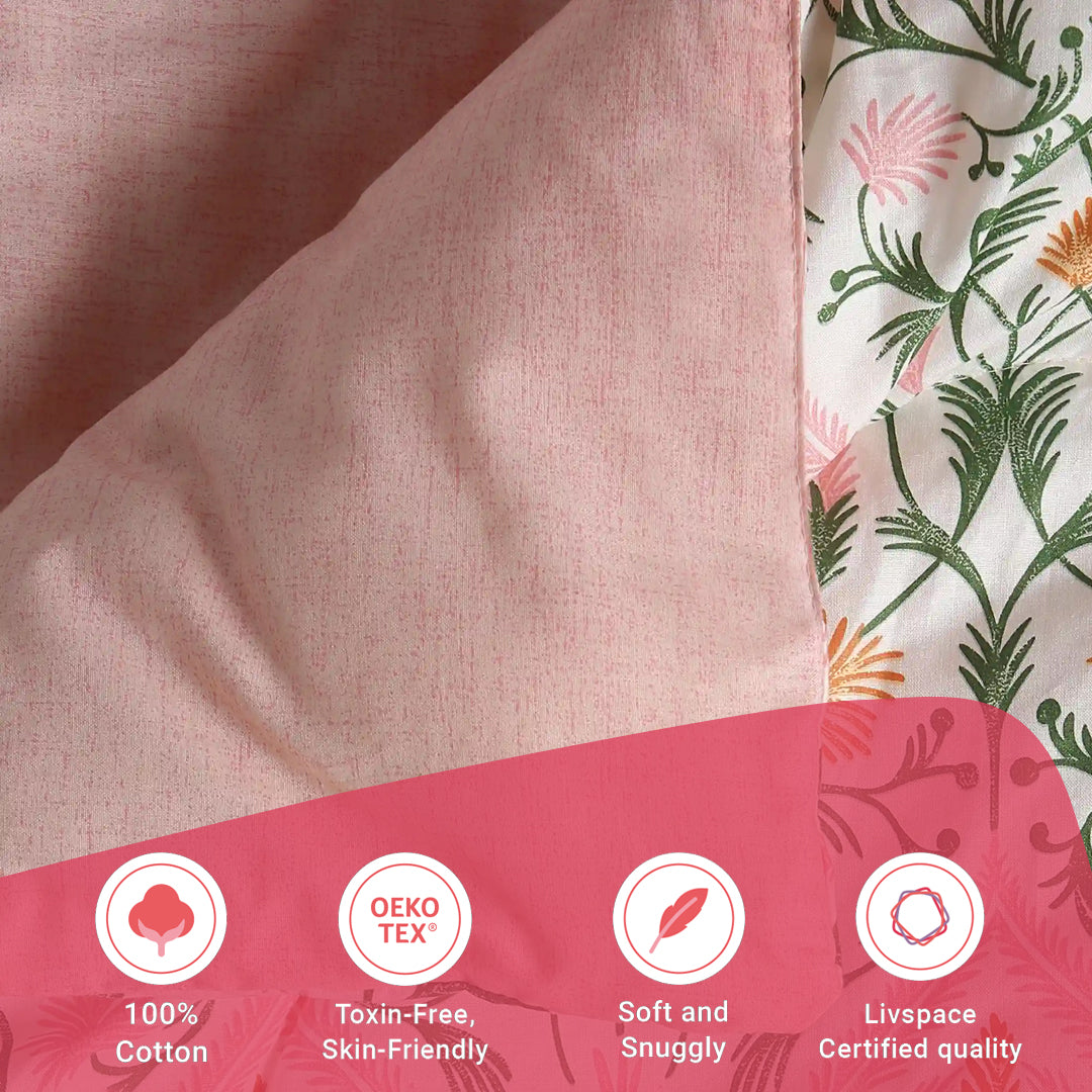 Bloomshire Classic | Everyday Charm Printed 120GSM Reversible Comforter-Salmon