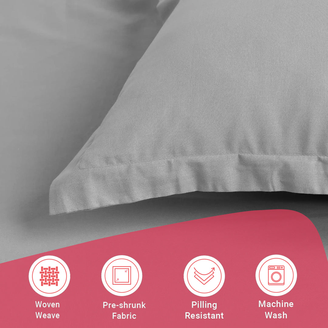 Paleto | Everyday Hues Solid Dyed Cotton Bedsheet Set-Grey