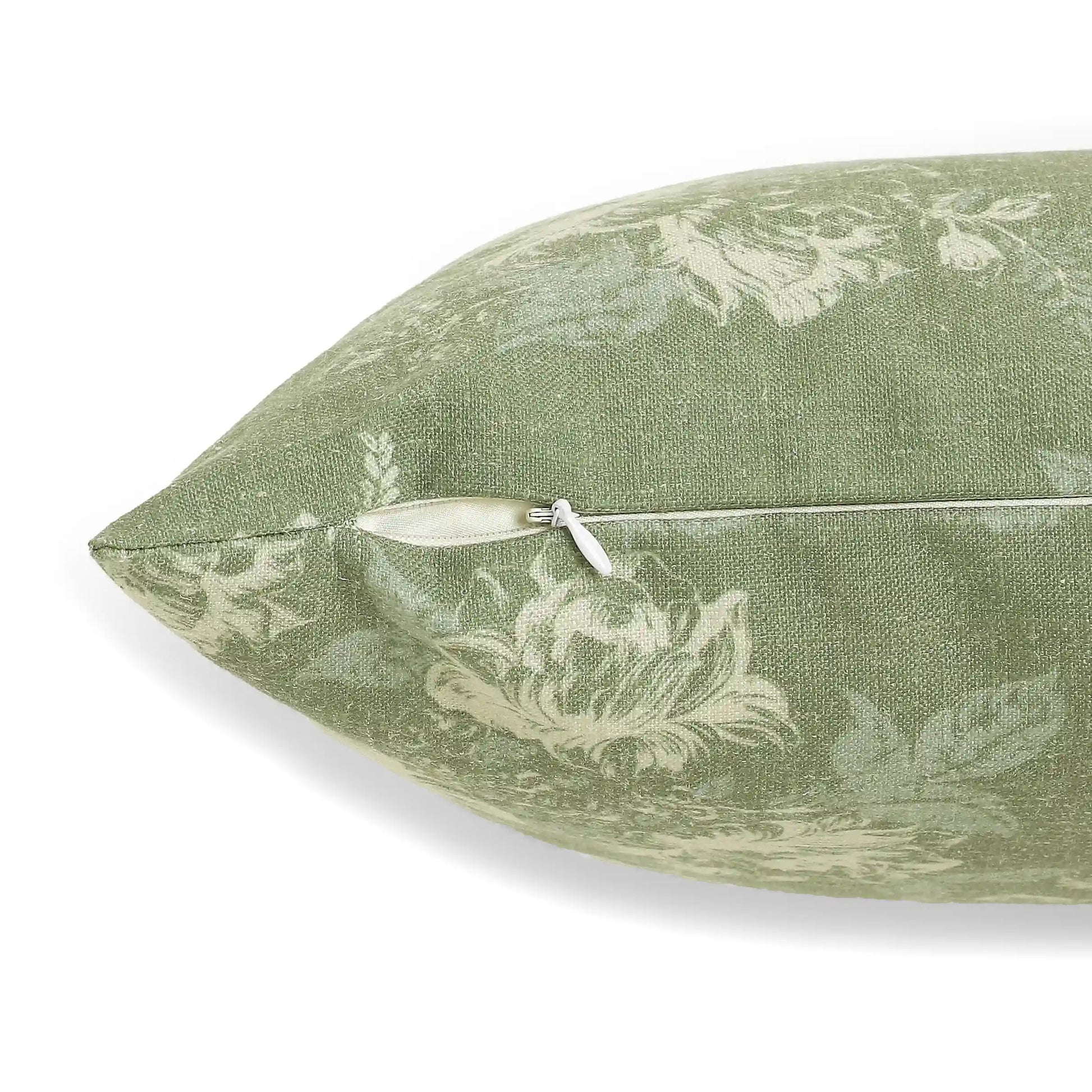 Vissencia Printed Cushion Cover | Blossoms Olive / Cushion Cover (41cm x 41cm)