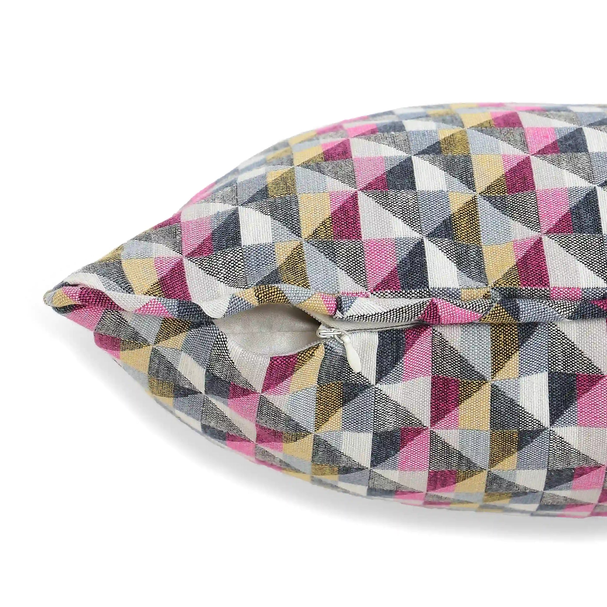 Vissencia Woven Cushion Cover | Colourful Grid Vintage Facets / Cushion Cover (51cm x 51cm)