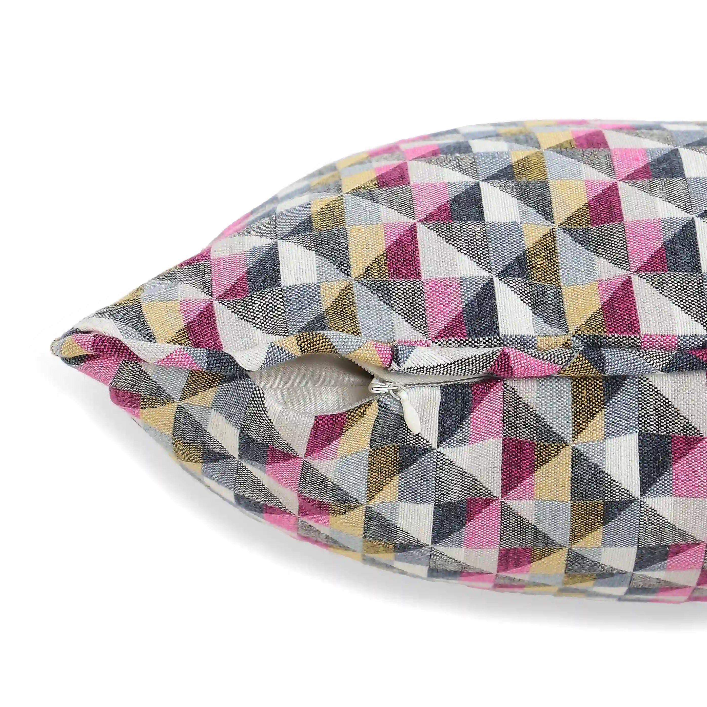 Vissencia Woven Cushion Cover | Colourful Grid Vintage Facets / Cushion Cover (51cm x 51cm)