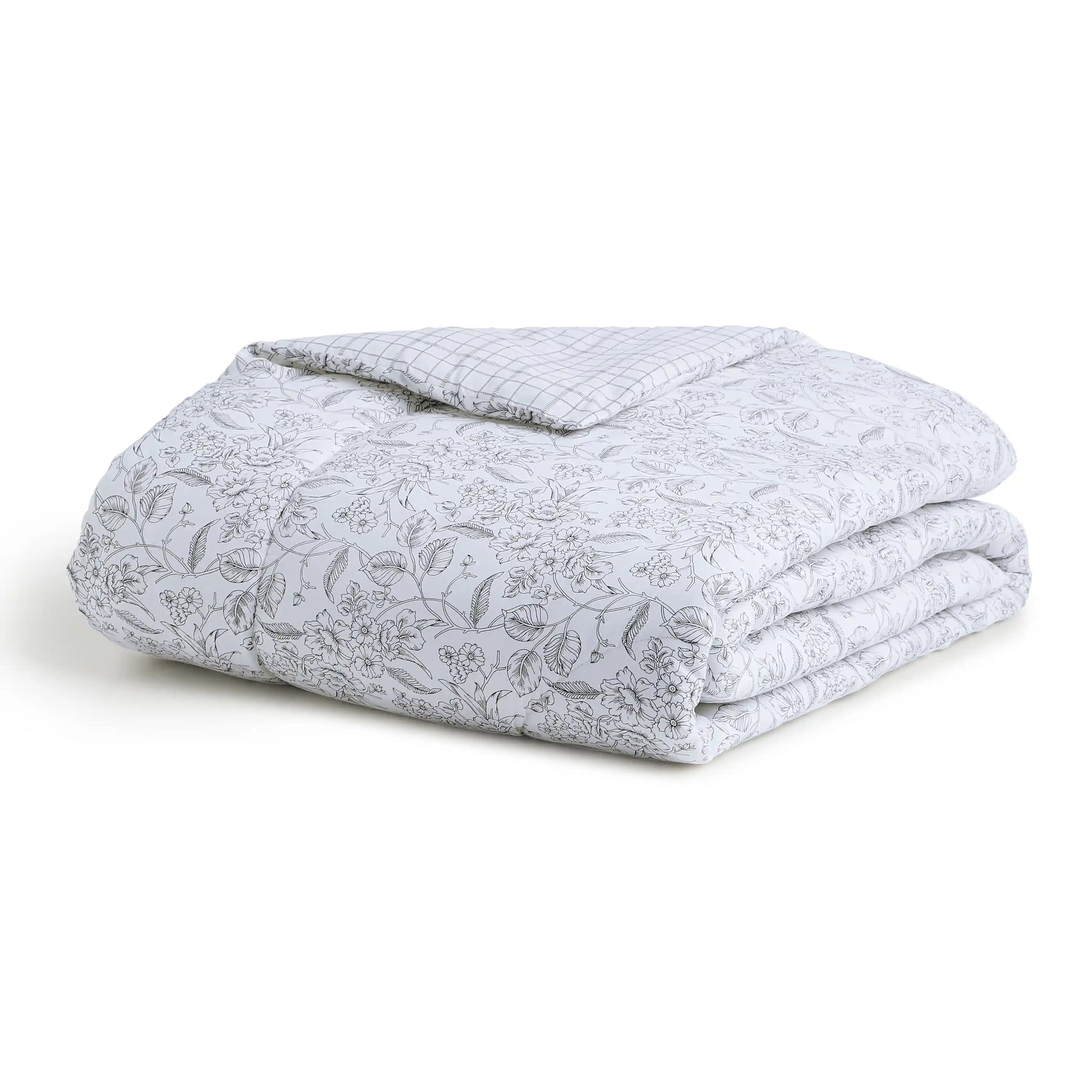 Mishella Printed Charcoal Bloom Bedding Set-3 (Dbl Bedsheet + Dbl Comforter) Charcoal Bloom / Double