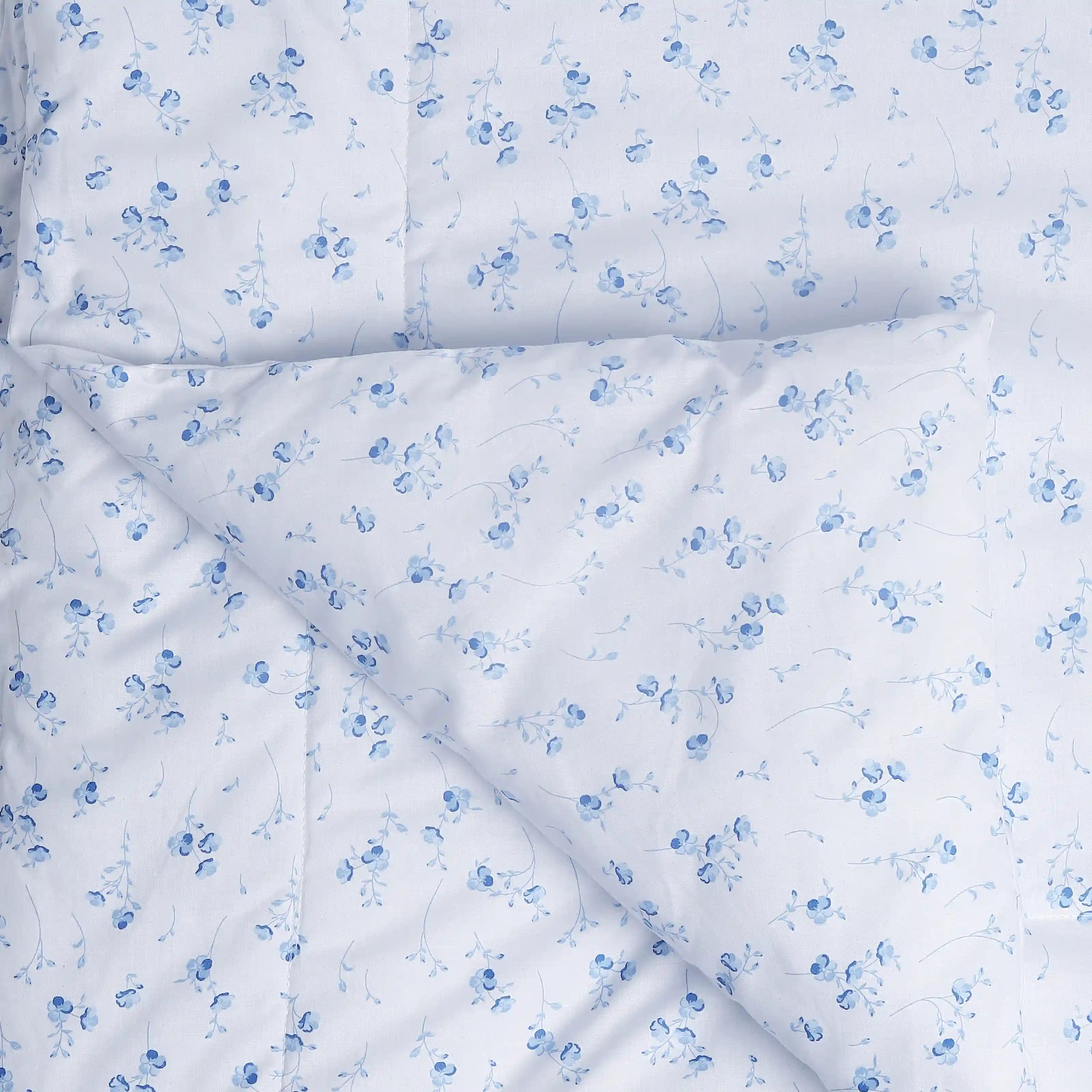 Bloomshire Classic | Everyday Charm Printed 120GSM Reversible Comforter-Ocean Blue Ocean Blue / Double