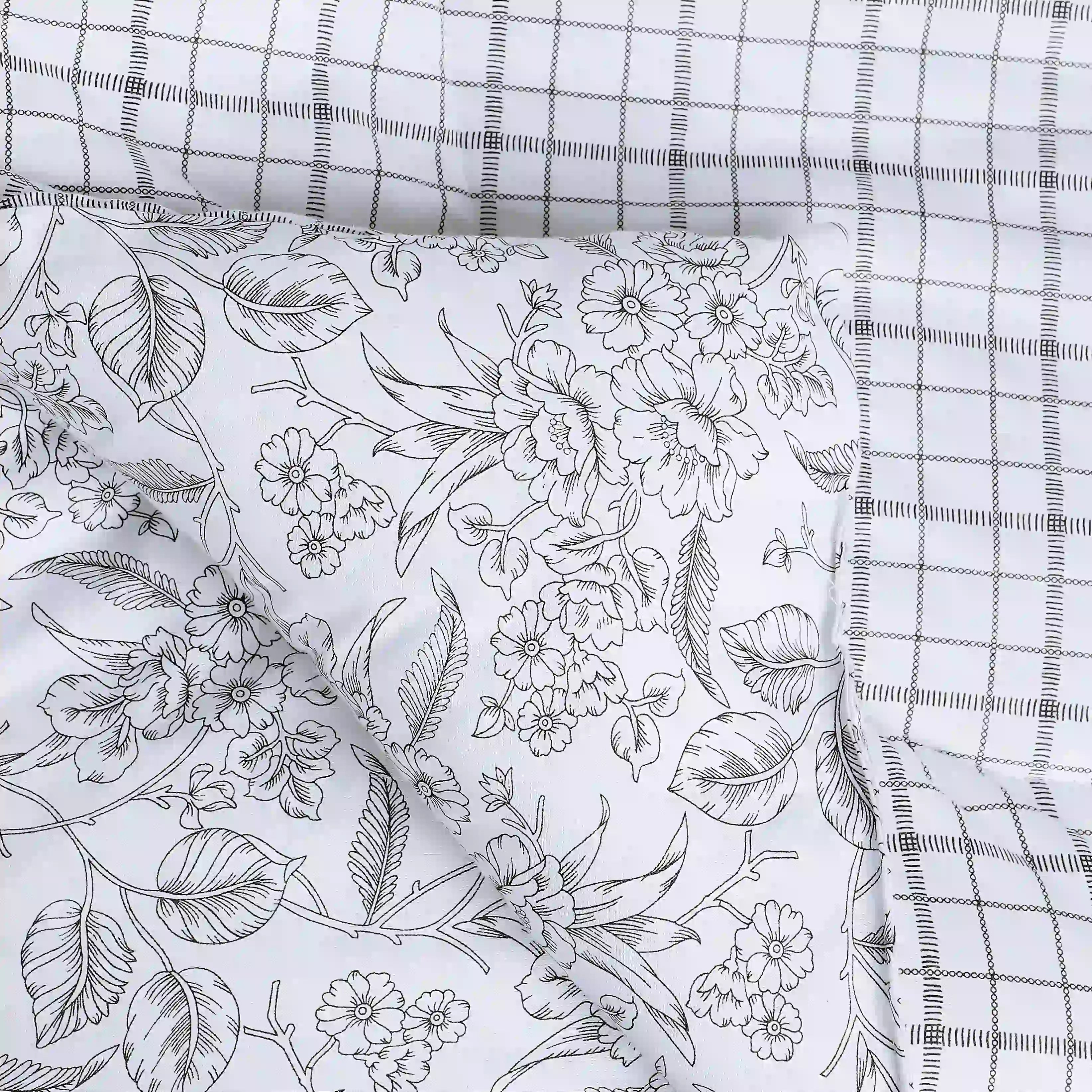 Mishella Printed Charcoal Checks Comforter-120gsm Charcoal Checks / Double