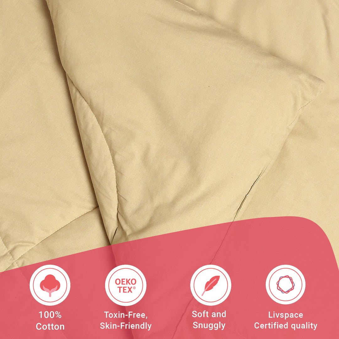 Paleto | Everyday Hues Cotton Solid Dyed 240GSM Comforter for Extra Warmth-Beige
