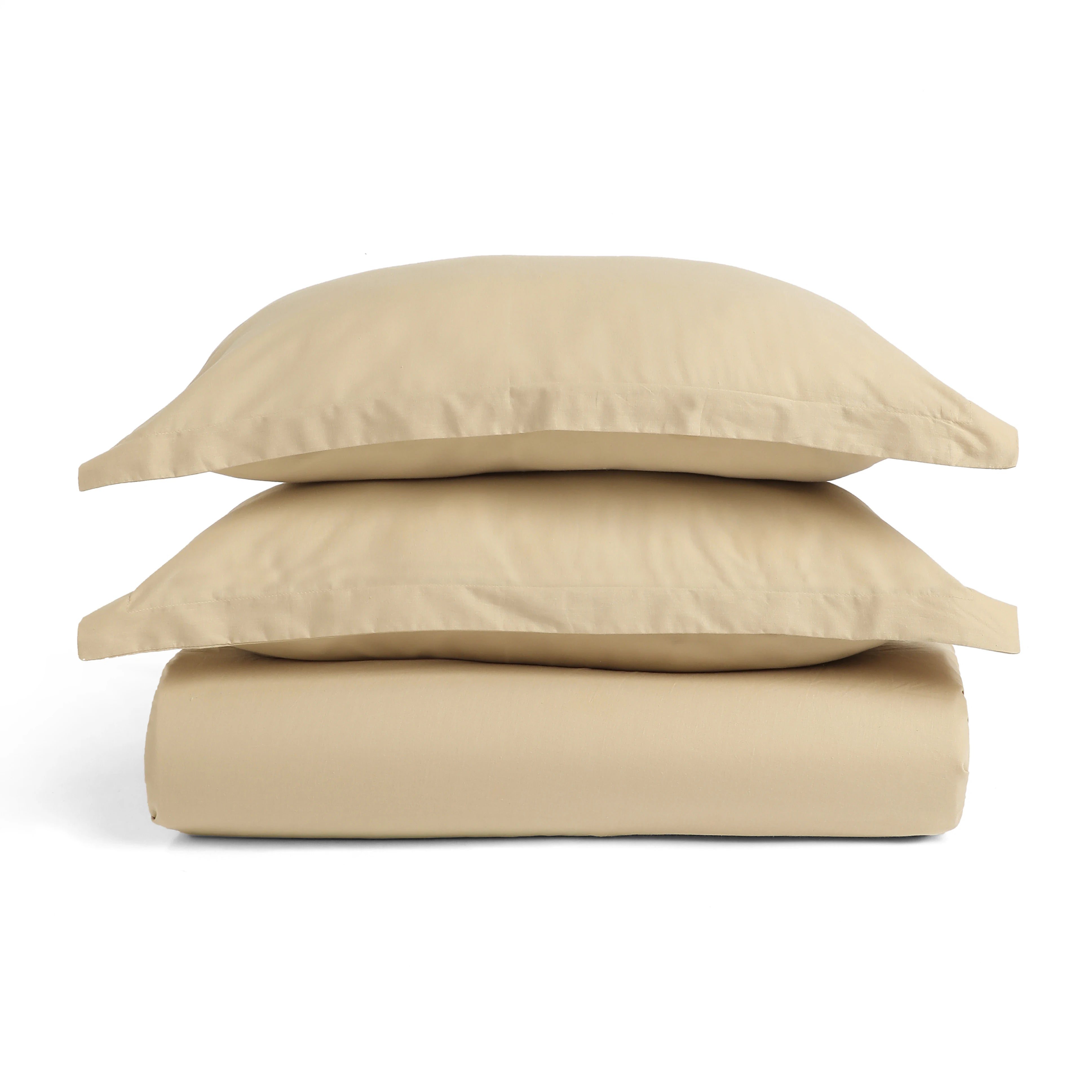 Paleto | Everyday Hues Solid Dyed Cotton Fitted Sheet Set-Beige Beige / King