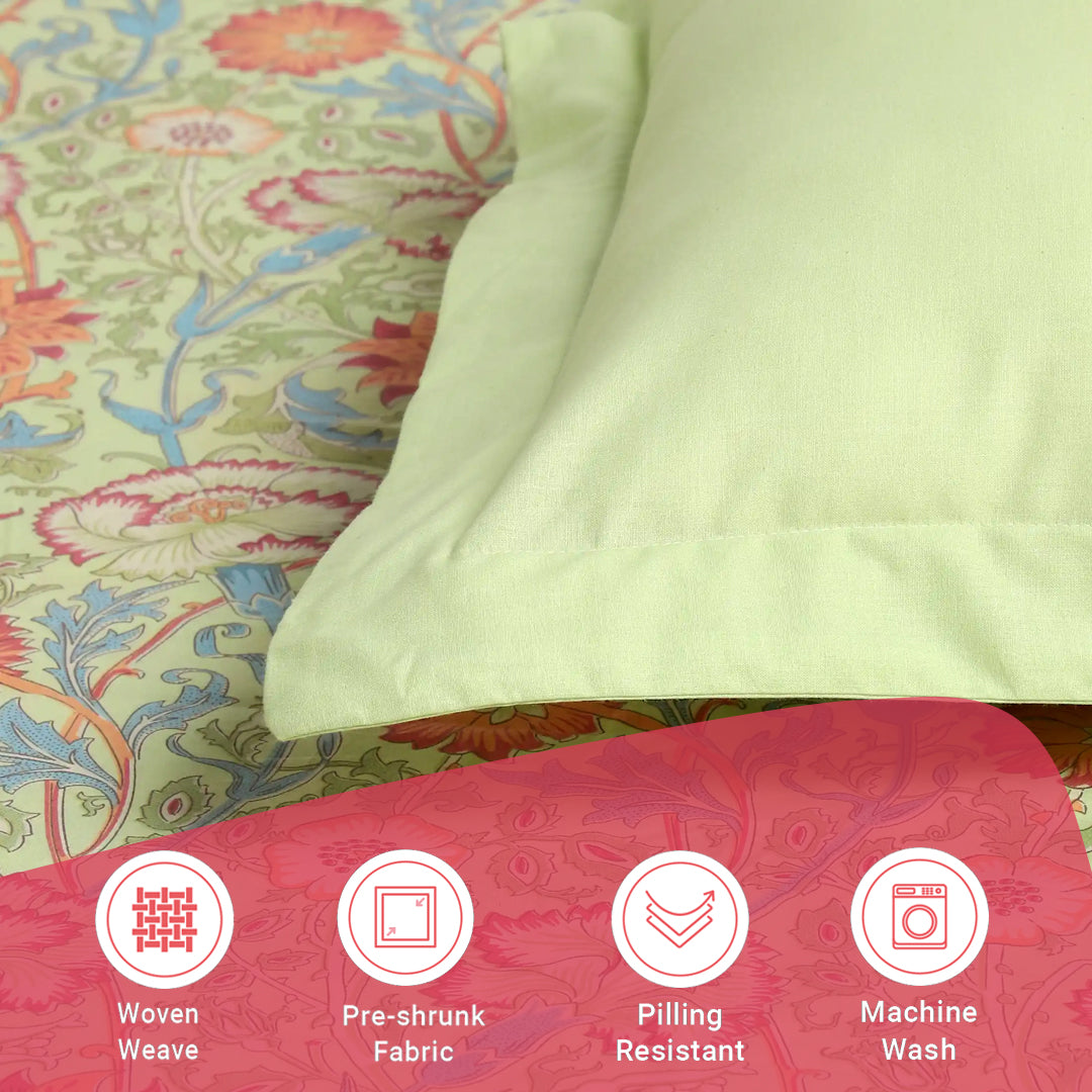Chippa Lane | Contemporary Indian Print Design Cotton Bedsheet Set-Green