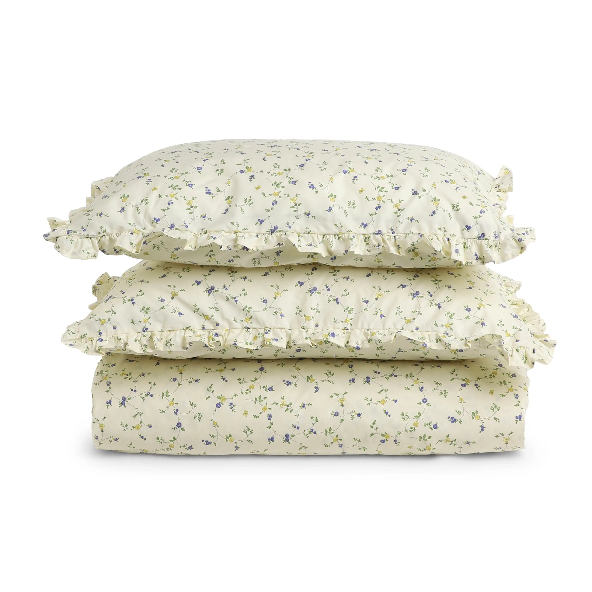 Bloomshire Luxe Printed Fitted Sheet Set-Cream Bloom Cream Bloom / King