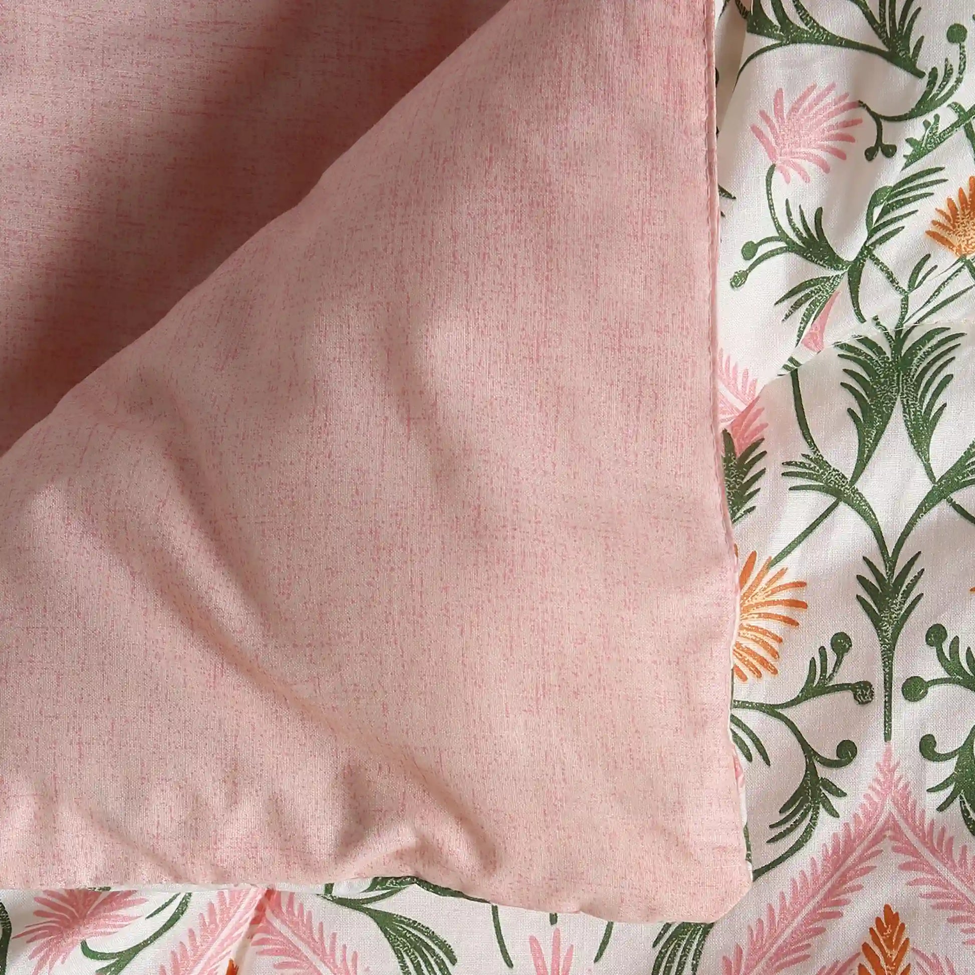 Bloomshire Classic | Everyday Charm Printed 120GSM Reversible Comforter-Salmon Salmon / Single