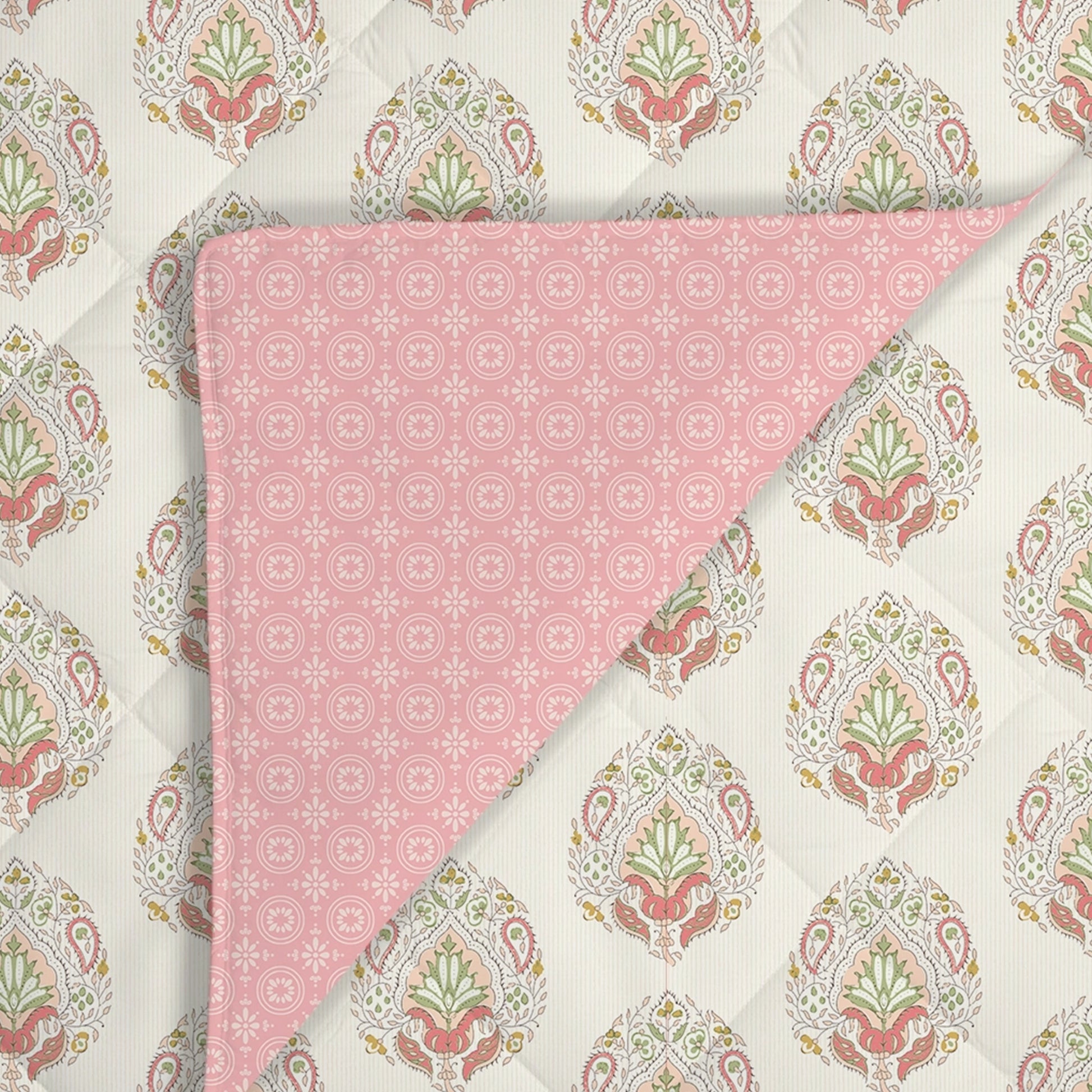 Udyan Tales | Contemporary Indian Printed 300 GSM Extra Warm Premium Comforter - Soft Coral Soft Coral / King