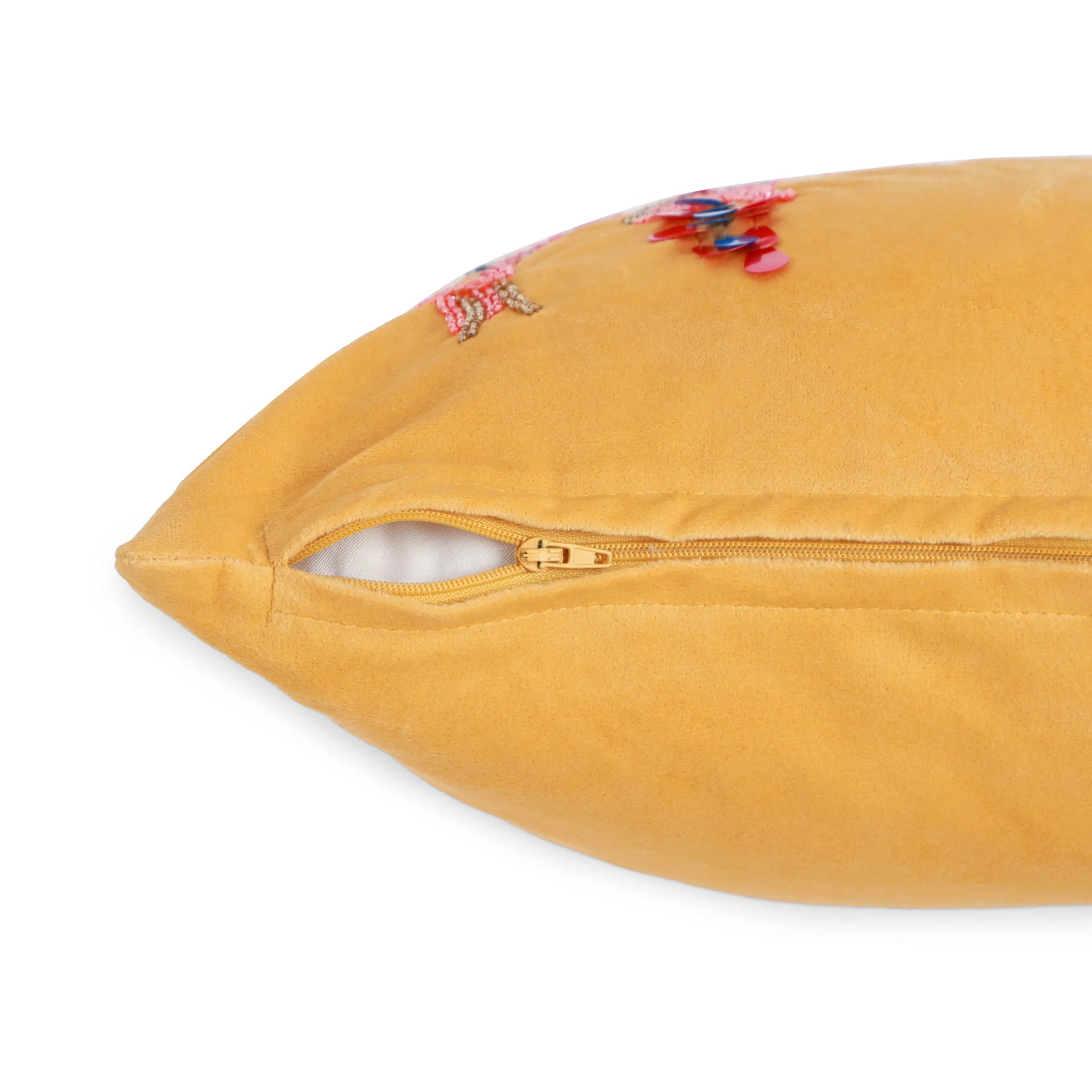Espricia Embroidered Cushion Cover | Parrot Garden Golden Glow / Cushion Cover (41cm x 41cm)