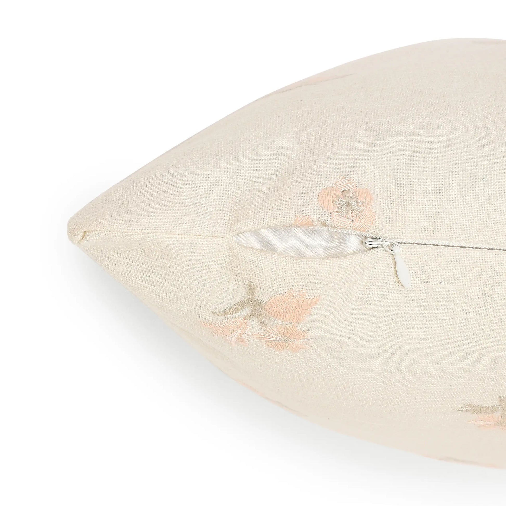 Vissencia Embroidered Cushion Cover | Threaded Petals Blush / Cushion Cover (41cm x 41cm)