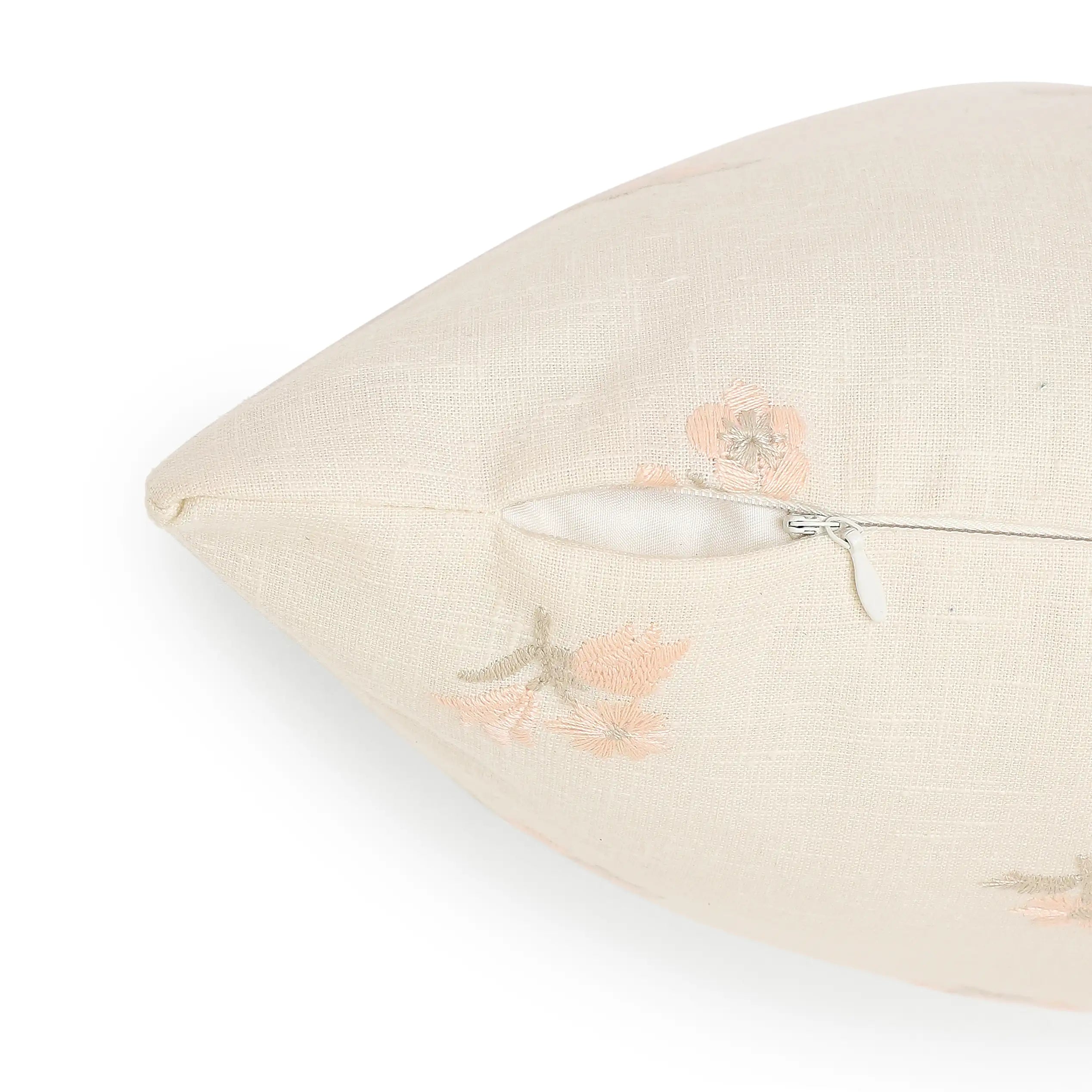 Vissencia Embroidered Cushion Cover | Threaded Petals Blush / Cushion Cover (41cm x 41cm)
