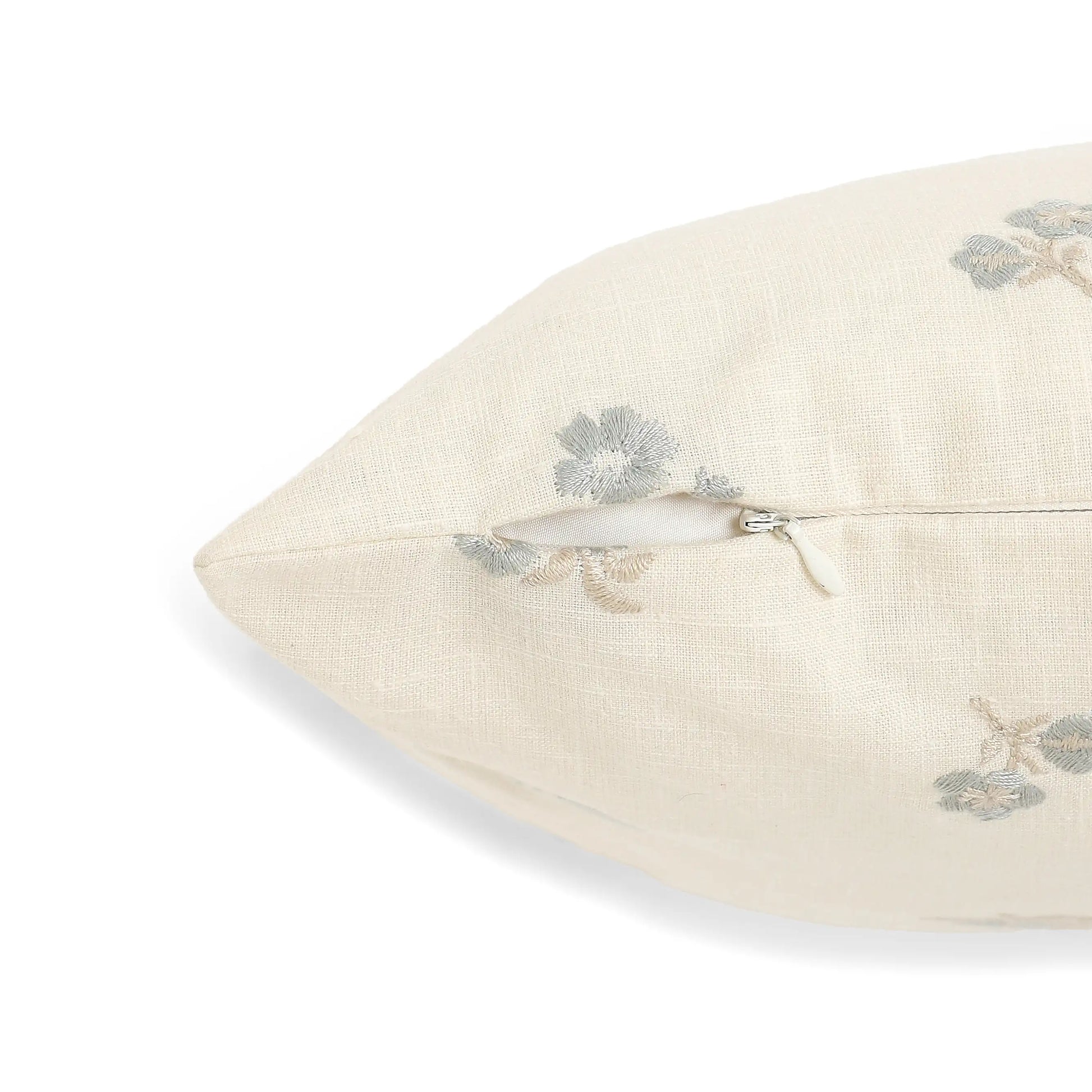 Vissencia Embroidered Cushion Cover | Threaded Petals Aqua Breeze / Cushion Cover (41cm x 41cm)