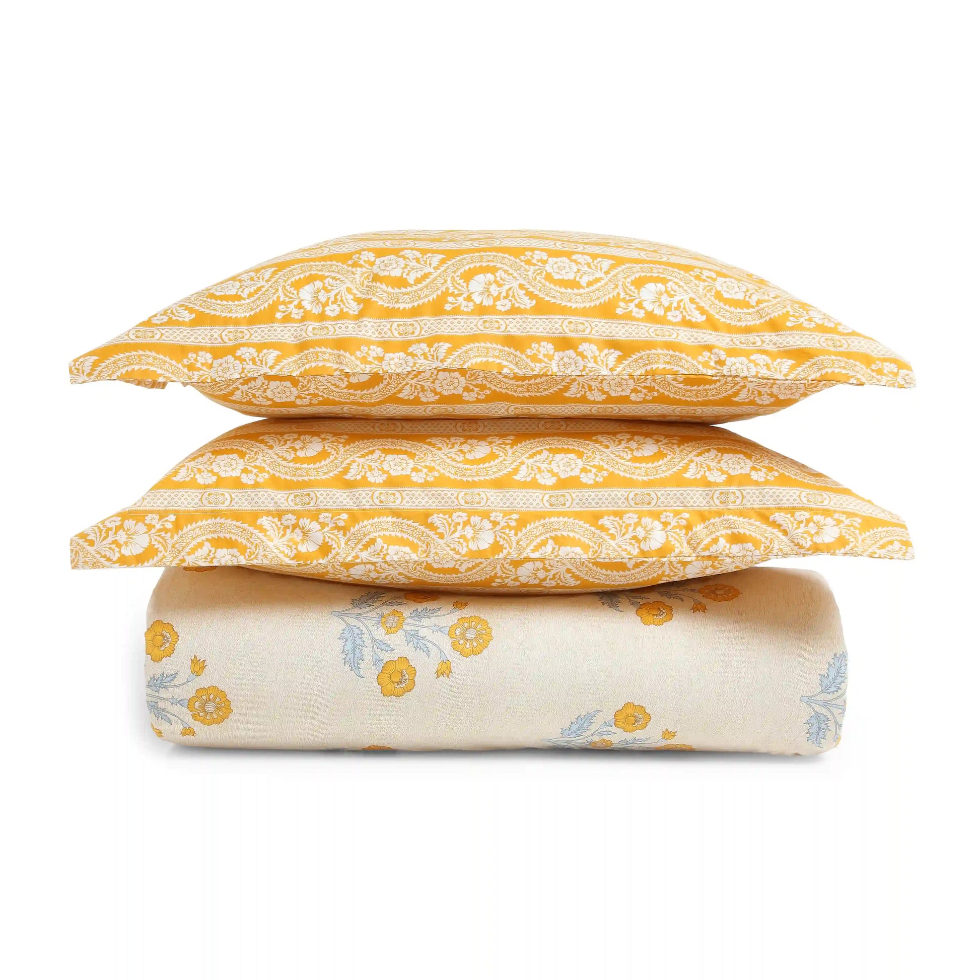 Chippa Lane | Contemporary Indian Print Design Cotton Fitted Sheet Set-Ochre Ochre / King